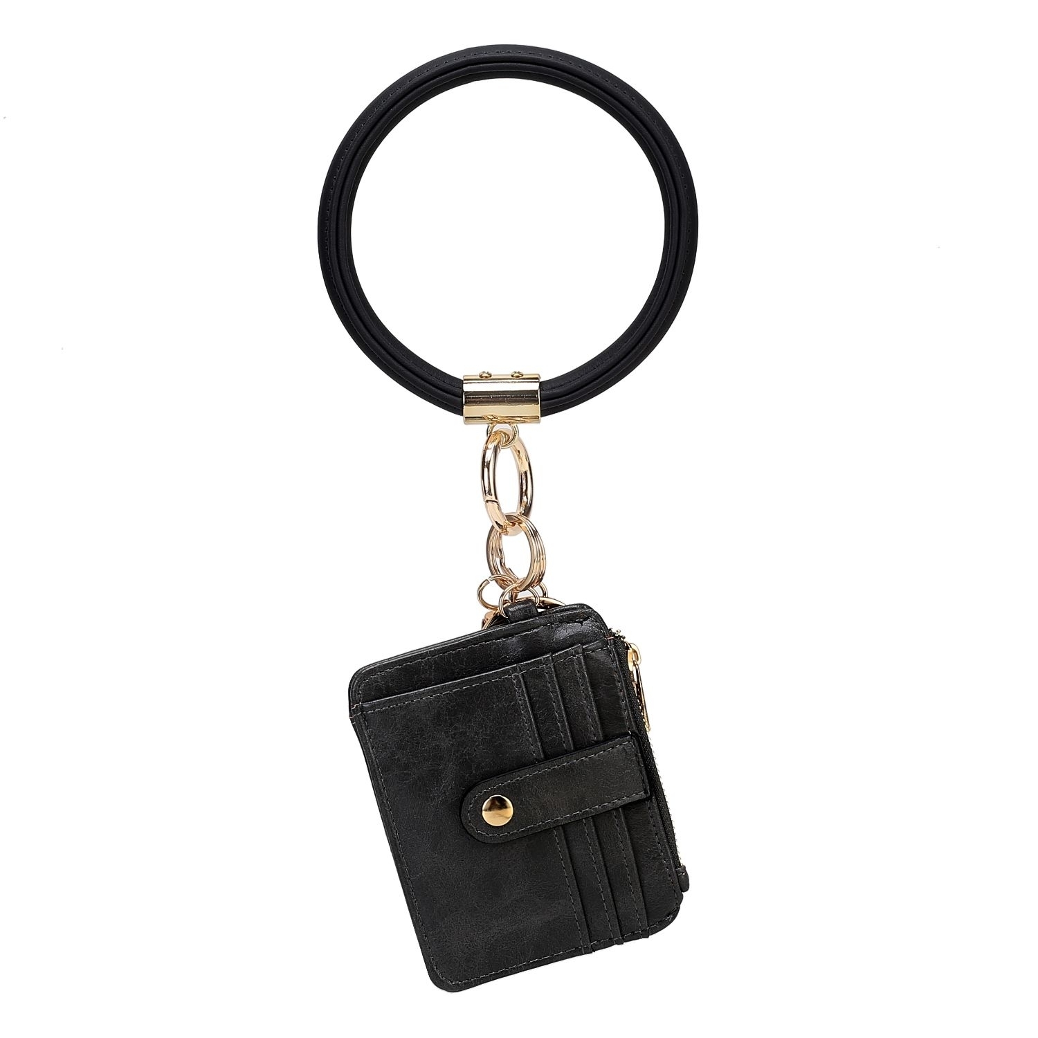 MKF Collection Jordyn Vegan Leather Bracelet Keychain With A Credit Card Holder - Pewter