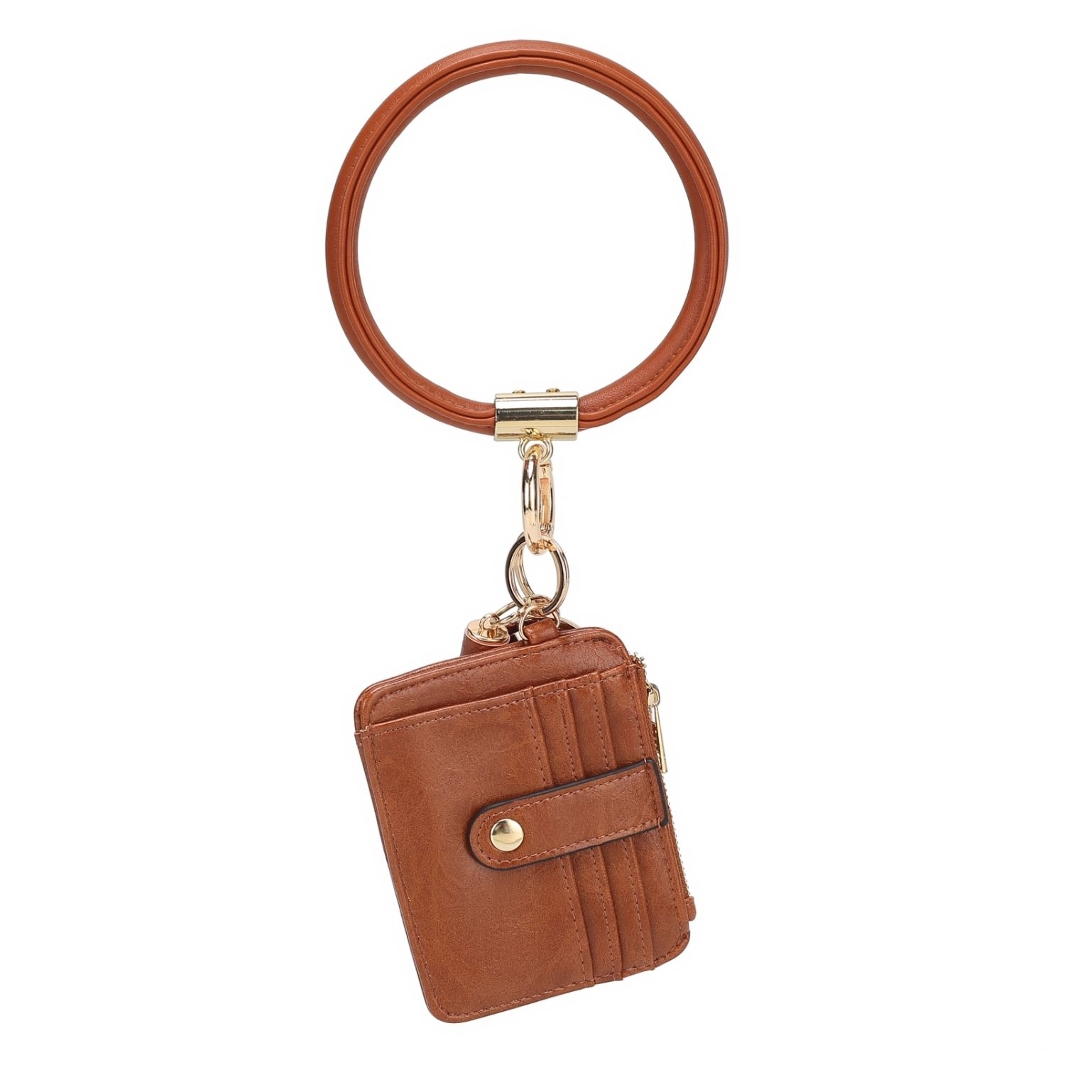 MKF Collection Jordyn Vegan Leather Bracelet Keychain With A Credit Card Holder - Cognac
