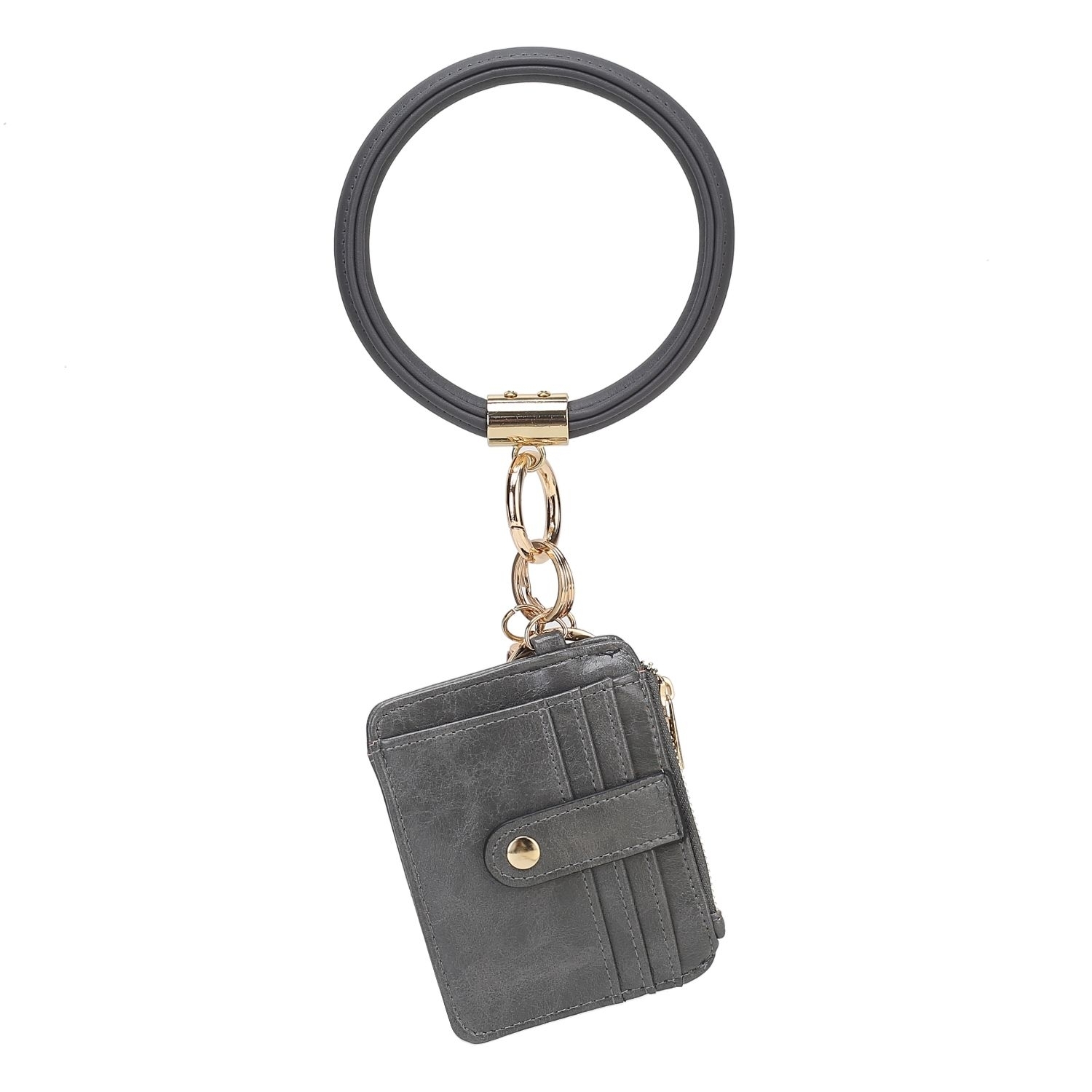 MKF Collection Jordyn Vegan Leather Bracelet Keychain With A Credit Card Holder - Charcoal
