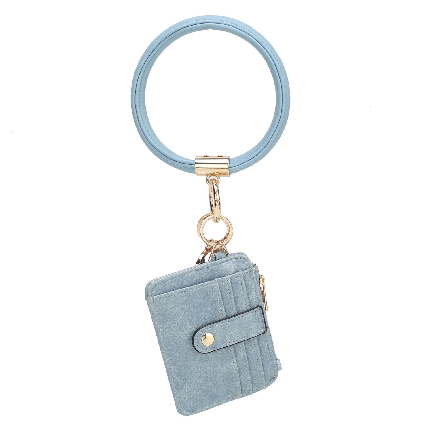 MKF Collection Jordyn Vegan Leather Bracelet Keychain With A Credit Card Holder - Denim