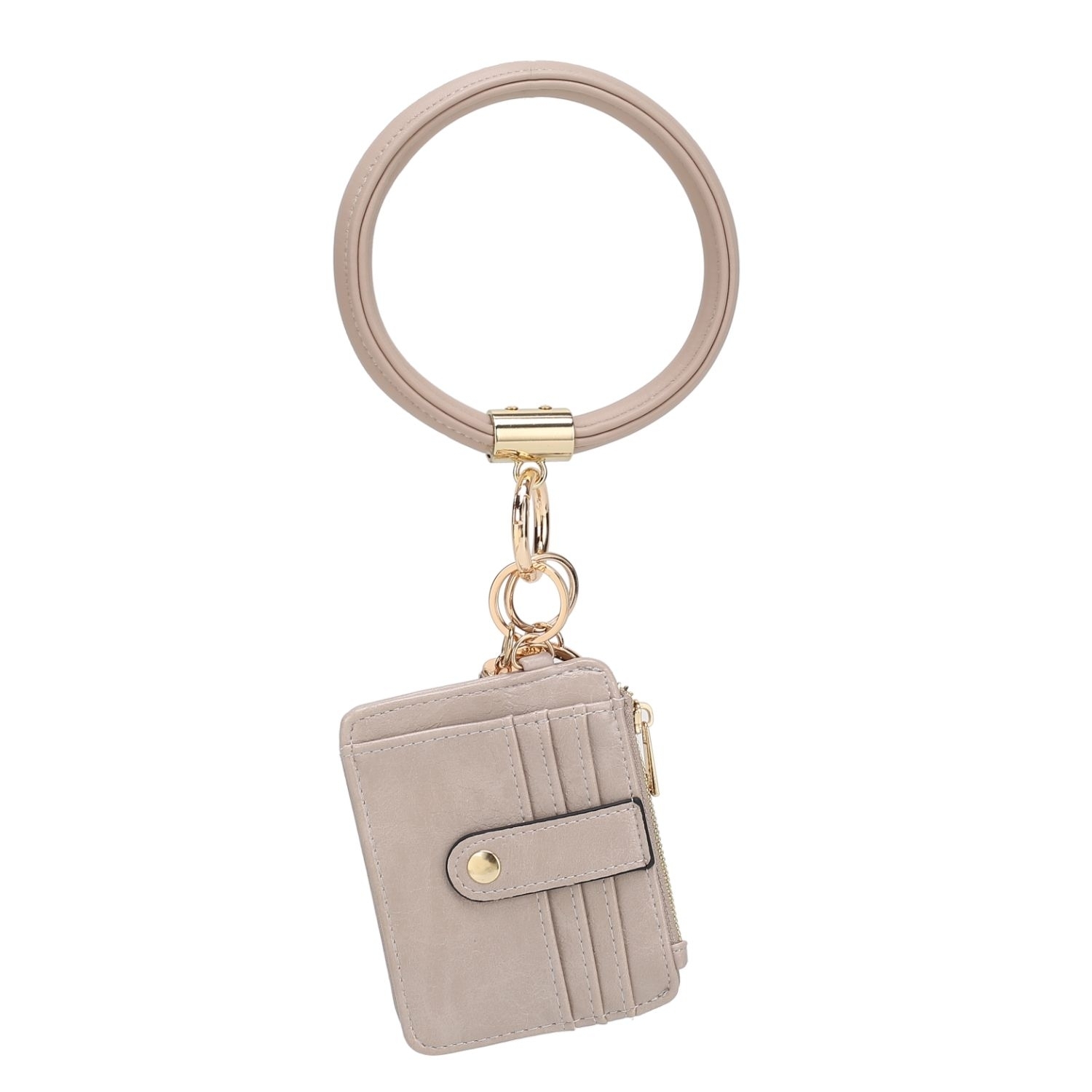 MKF Collection Jordyn Vegan Leather Bracelet Keychain With A Credit Card Holder - Taupe