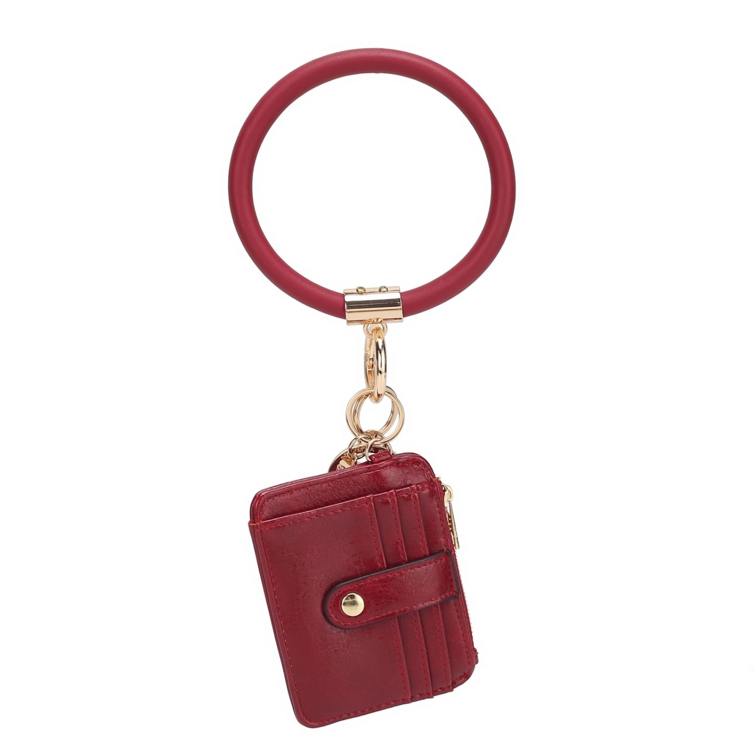 MKF Collection Jordyn Vegan Leather Bracelet Keychain With A Credit Card Holder - Wine