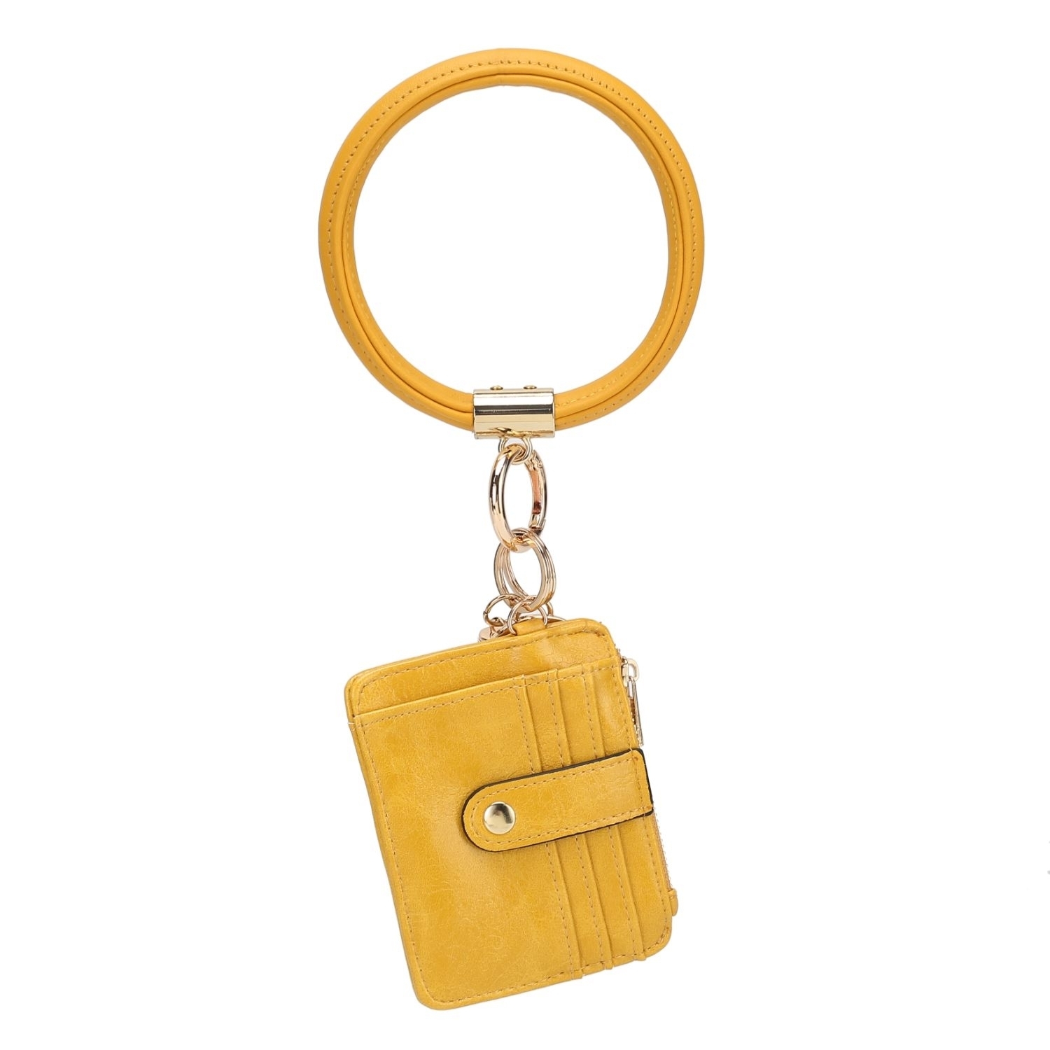MKF Collection Jordyn Vegan Leather Bracelet Keychain With A Credit Card Holder - Yellow