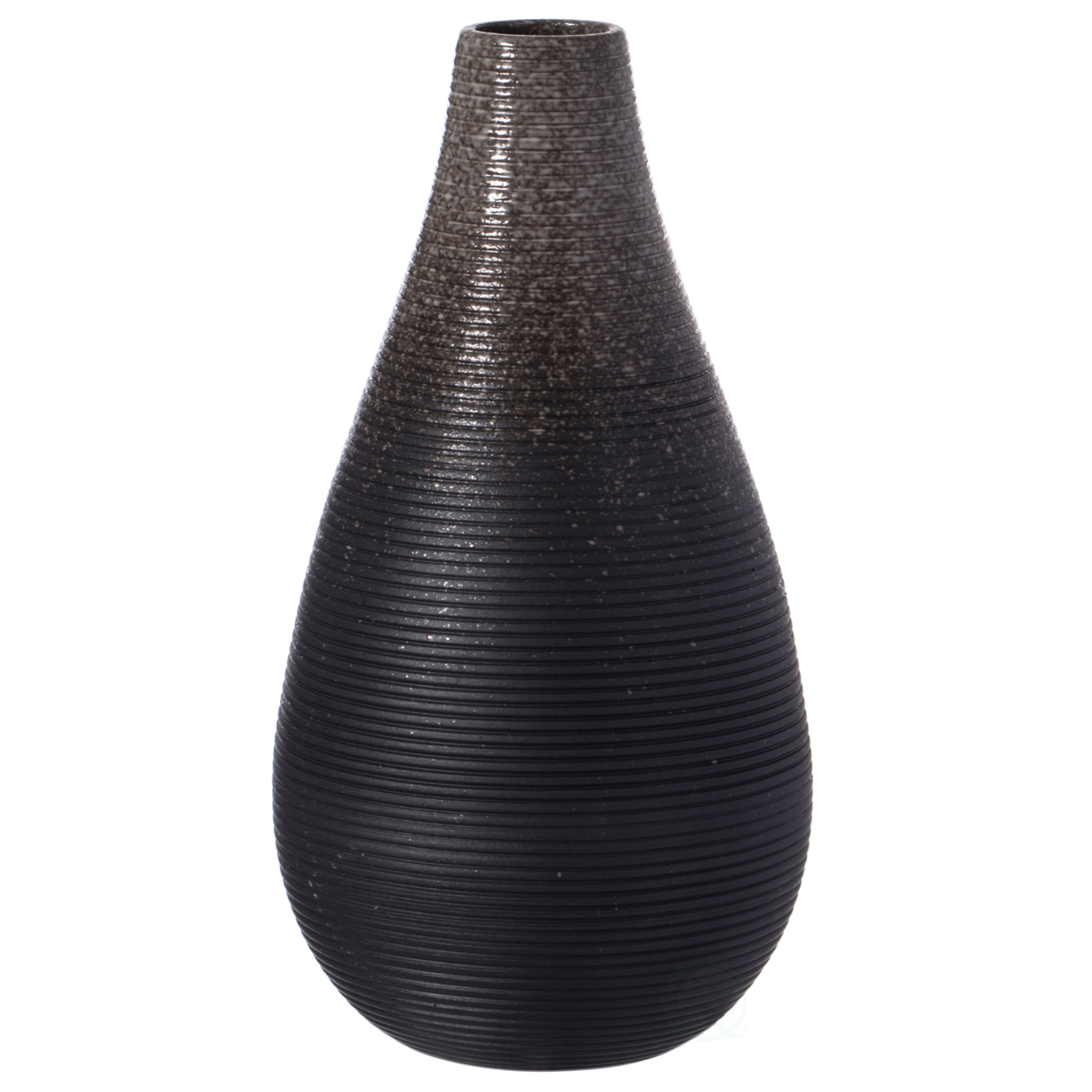 6 Inch Modern Decorative Ceramic Table Vase Ripped Design Tear Drop Shape Flower Holder, Black