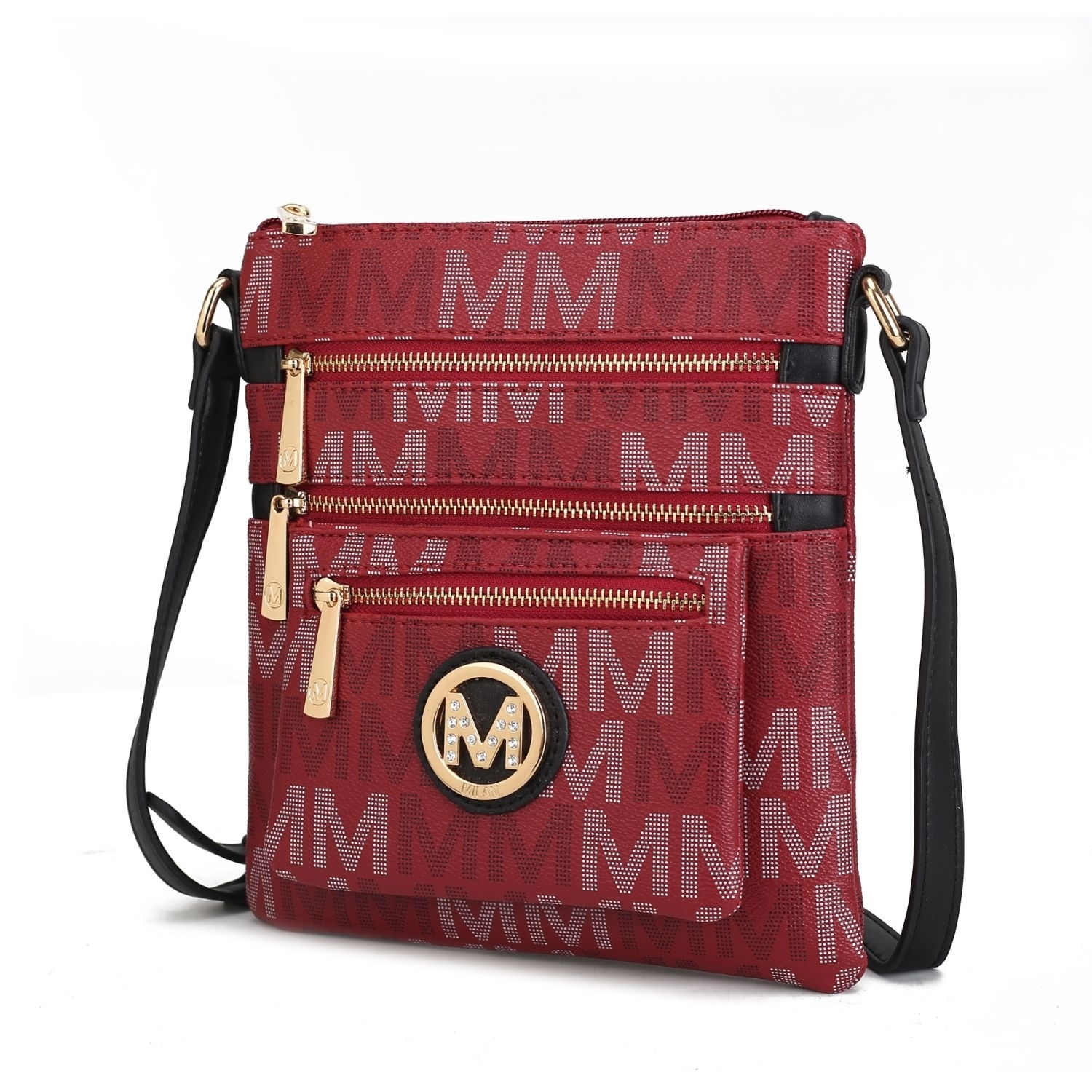 MKF Collection Beatrice M Signature Multi Compartments Crossbody Handbag By Mia K. - Burgundy