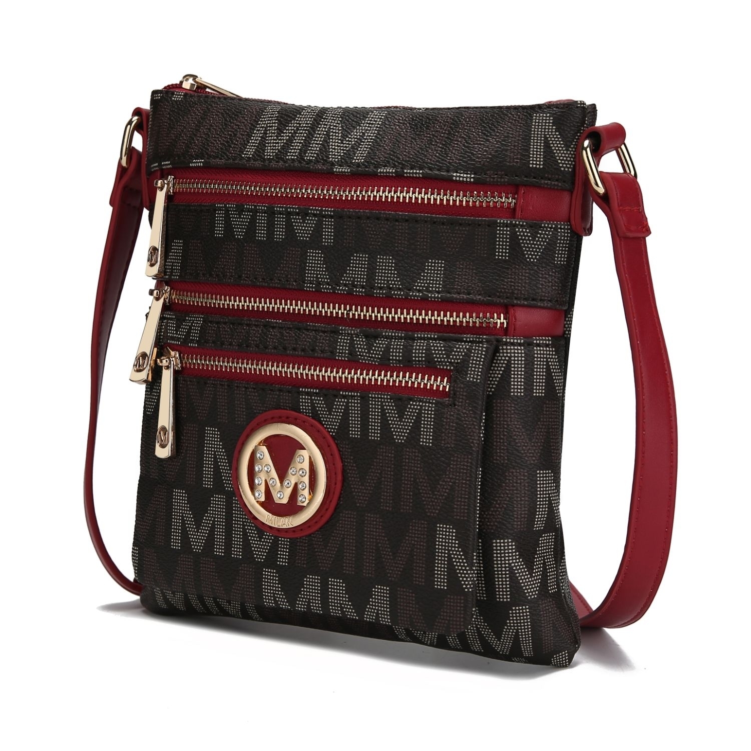 MKF Collection Beatrice M Signature Multi Compartments Crossbody Handbag By Mia K. - Red