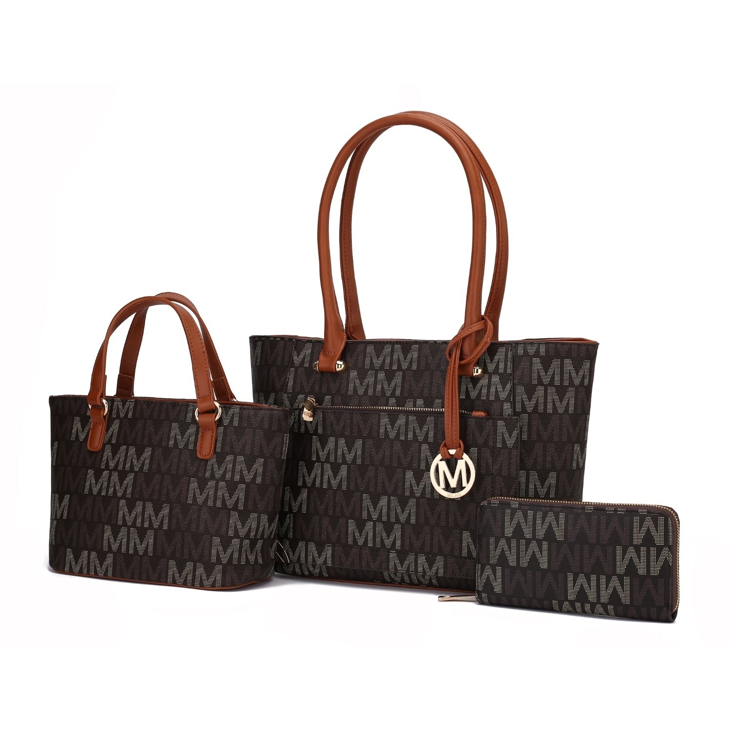 MKF Collection Lady II M Signature Tote Handbag & Wallet Set By Mia K. - Brown