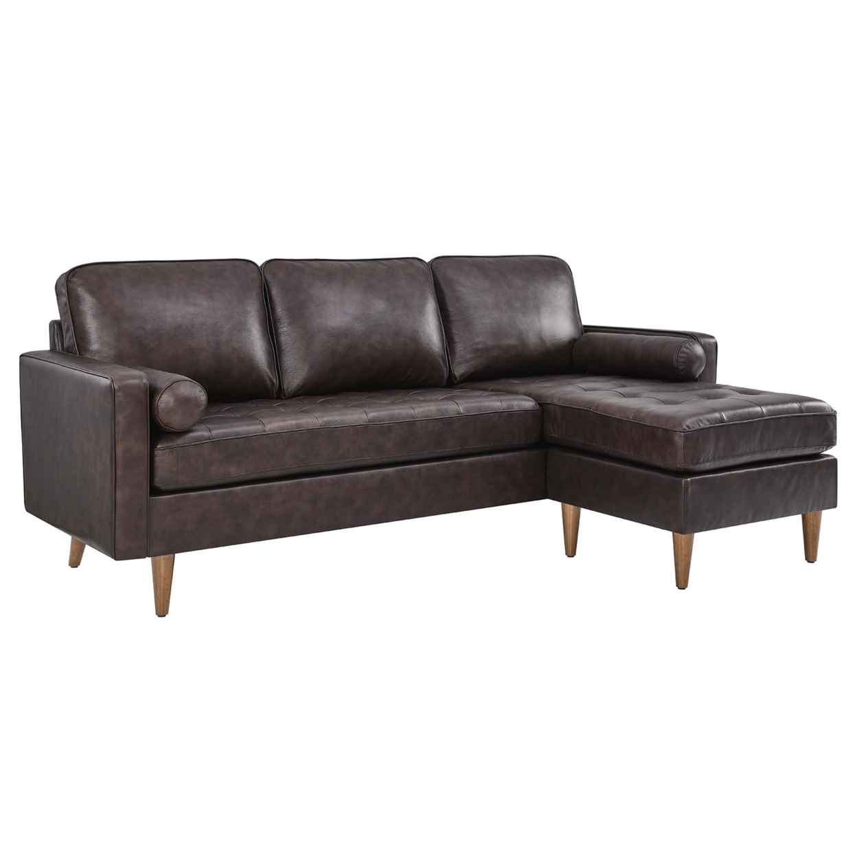 Valour 78 Leather Apartment Sectional Sofa, Brown