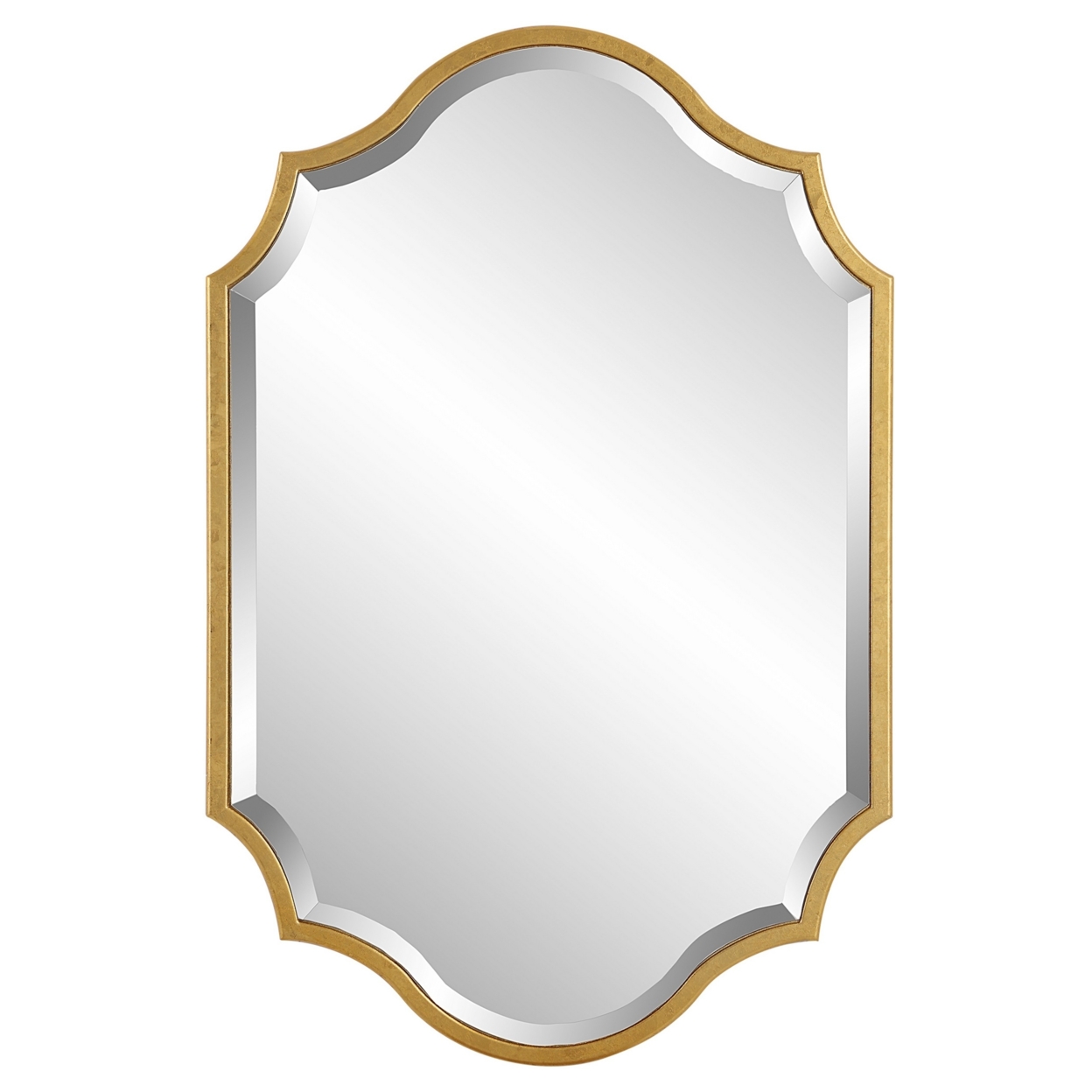 27 X 41 Modern Beveled Mirror In Classic Metal Frame, Gold Leaf Finish- Saltoro Sherpi