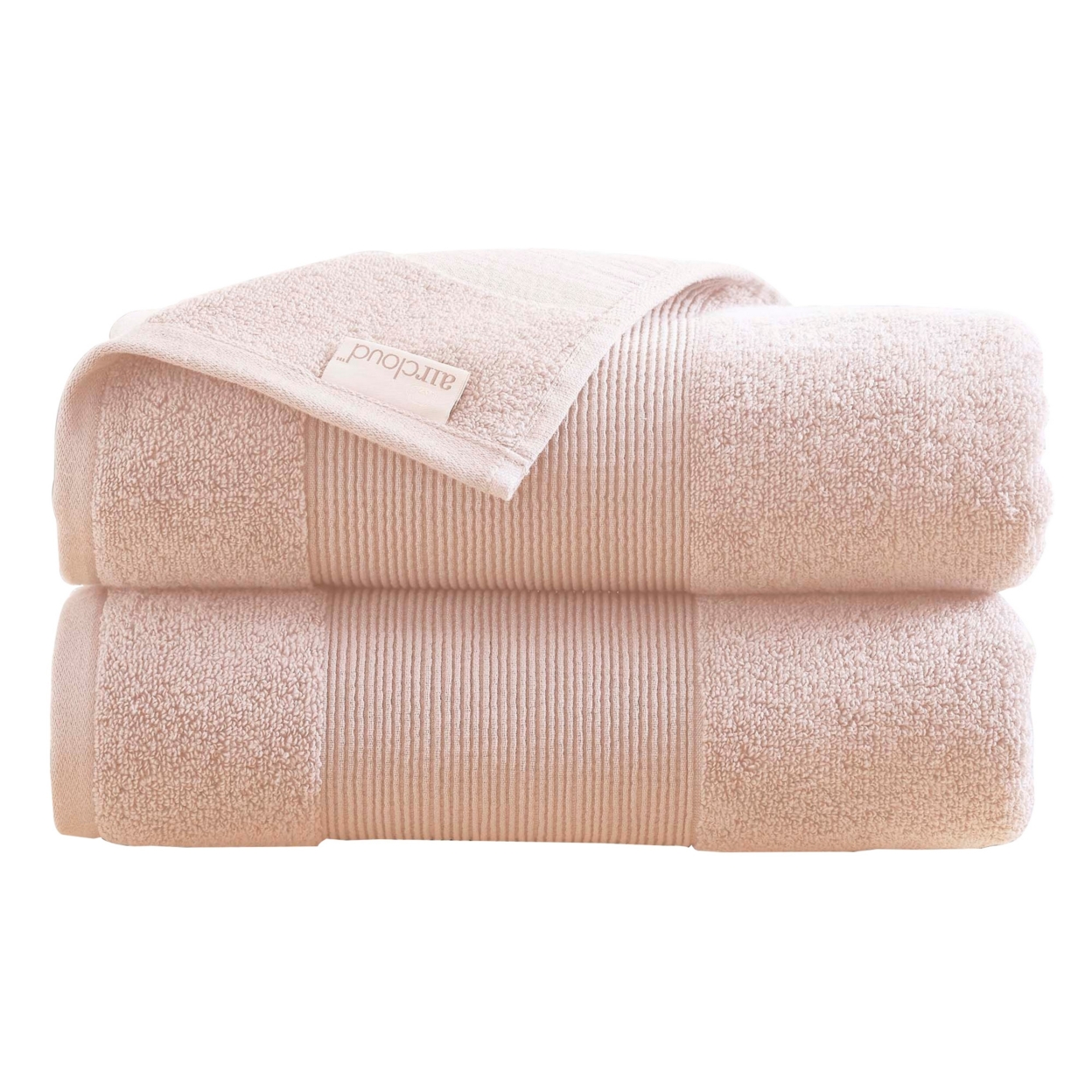 Lyra 2 Piece Ultra Soft Towel Set, Cotton Absorbent Texture, Blush Pink- Saltoro Sherpi