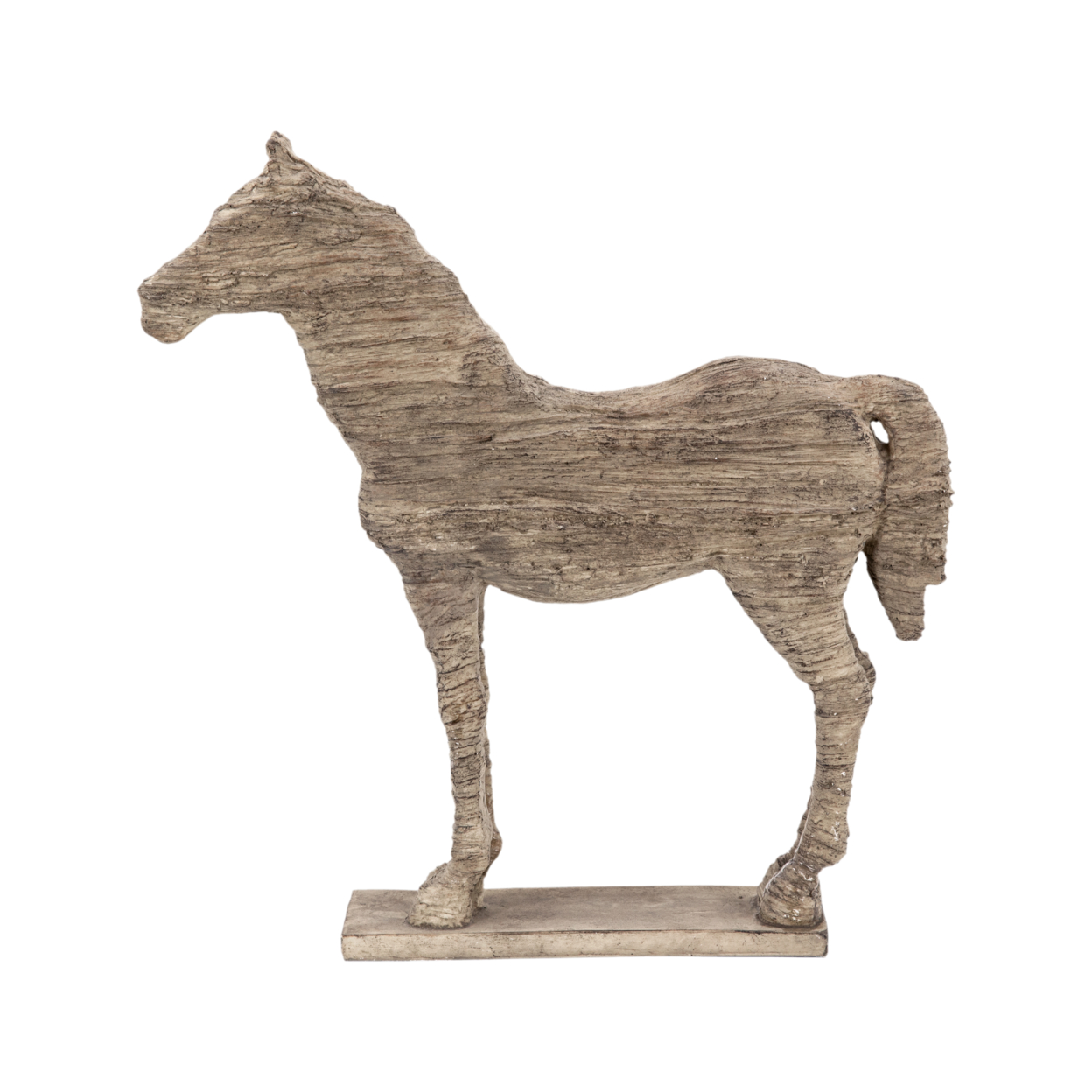 20 Inch Accent Decor Figurine Polyresin Standing Horse, Natural Wood Finish- Saltoro Sherpi
