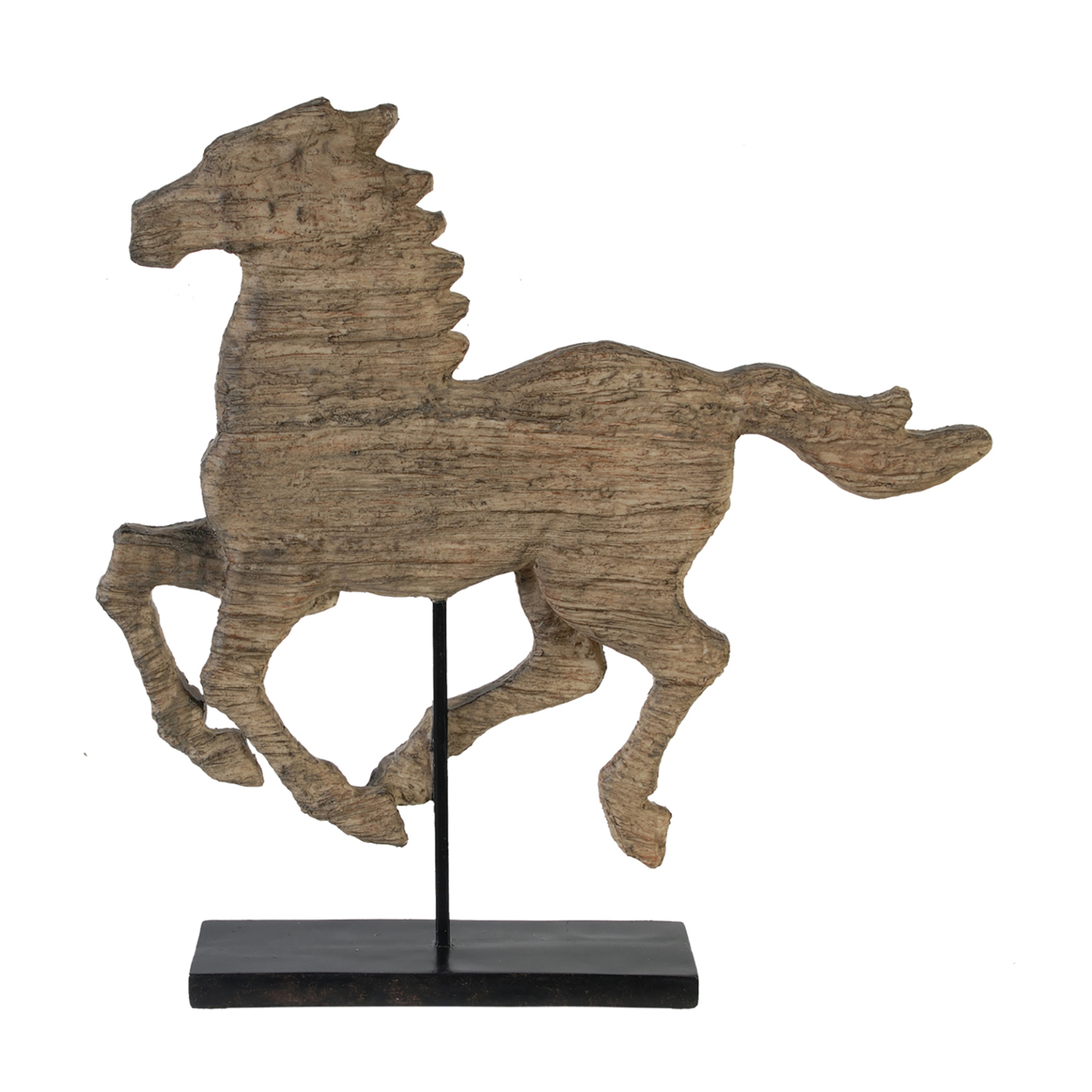 20 Inch Galloping Horse Accent Decor Figurine, Distressed Resin Finish- Saltoro Sherpi