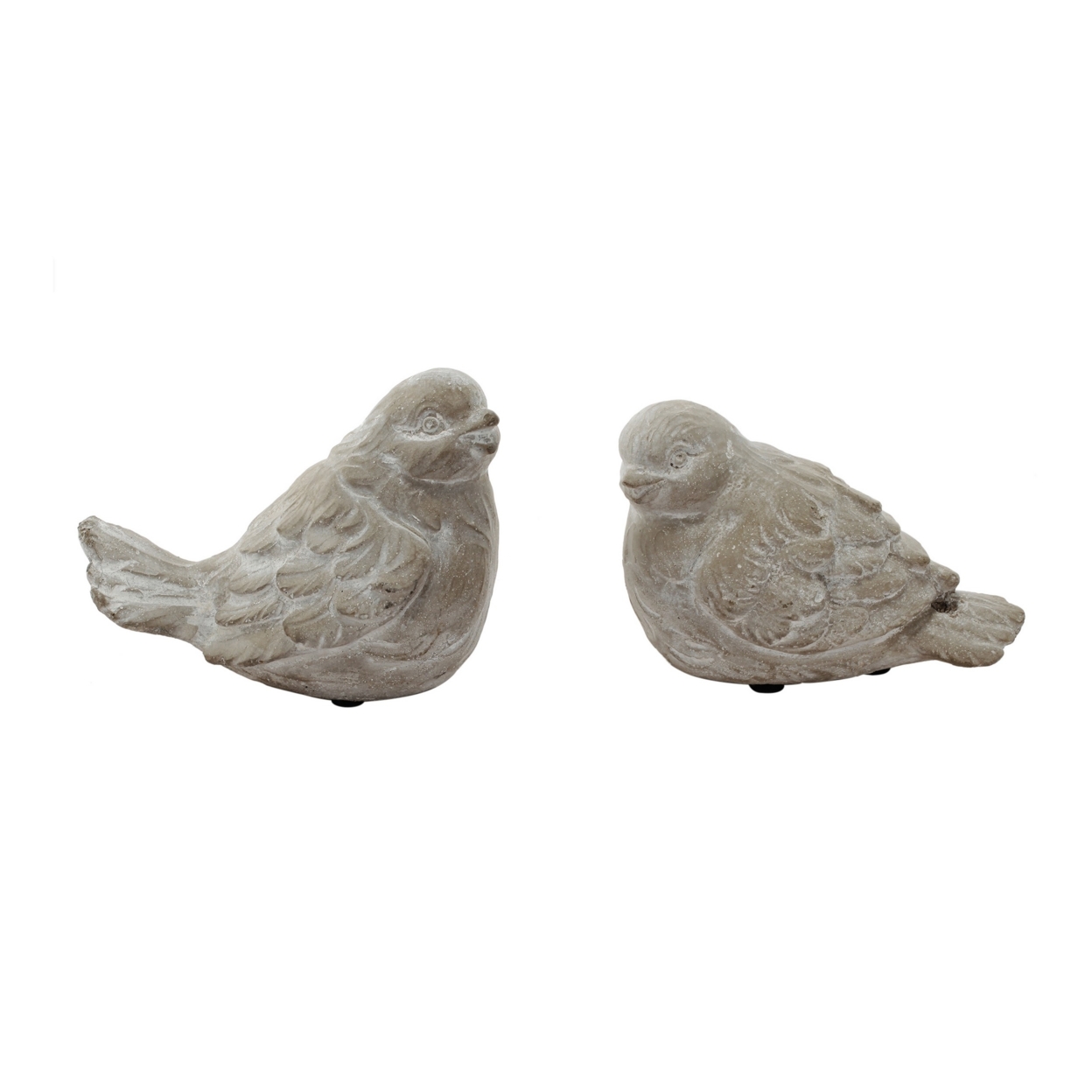Kima Set Of 2 Sitting Resting Birds Accent Decor, Weathered Gray Ceramic- Saltoro Sherpi