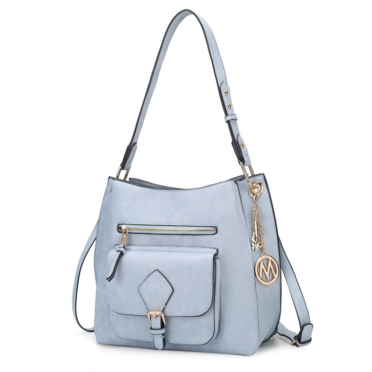 MKF Collection Yves Vegan Leather Women's Hobo Handbag By Mia K - Light Blue