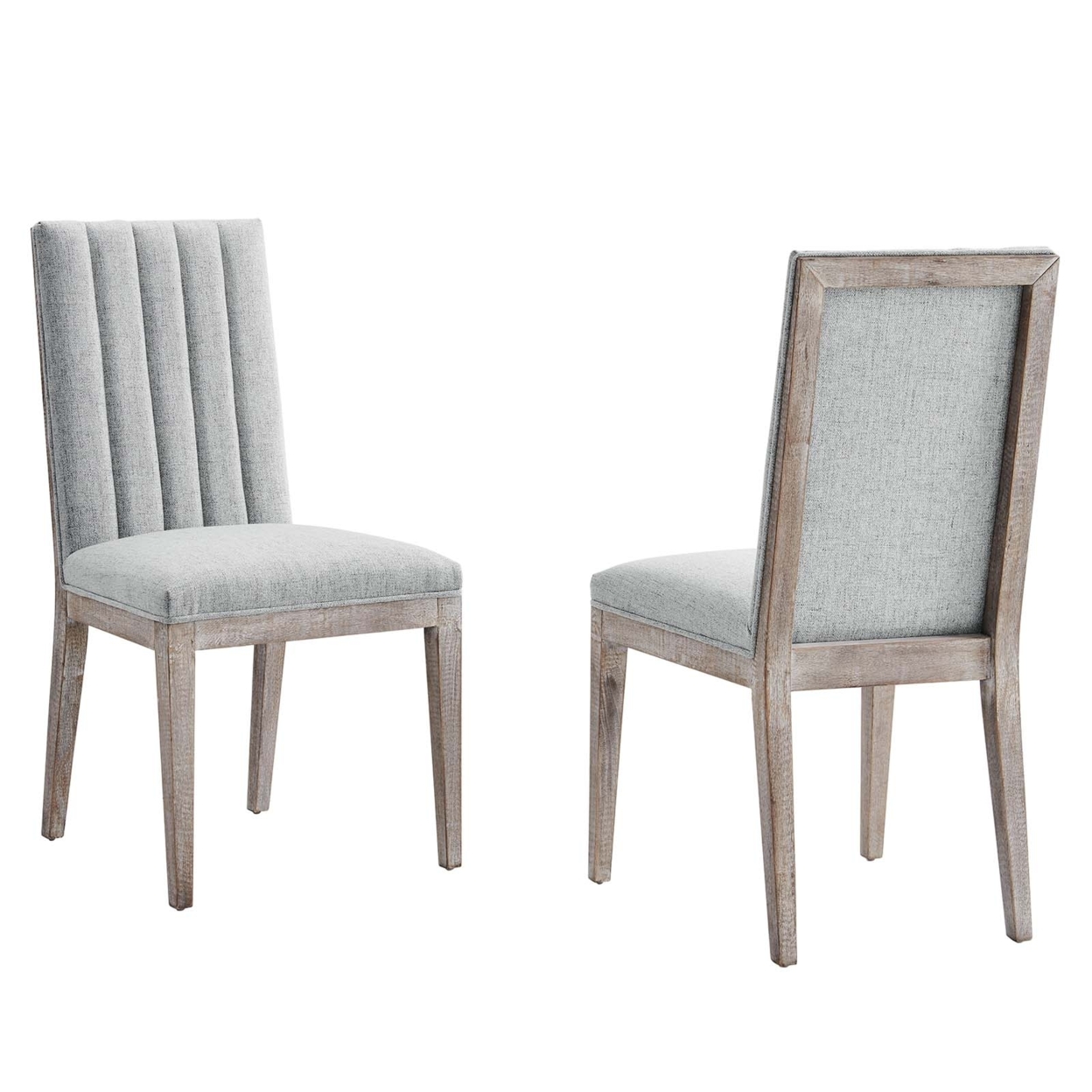 Maisonette French Vintage Tufted Fabric Dining Side Chairs Set Of 2, Light Gray