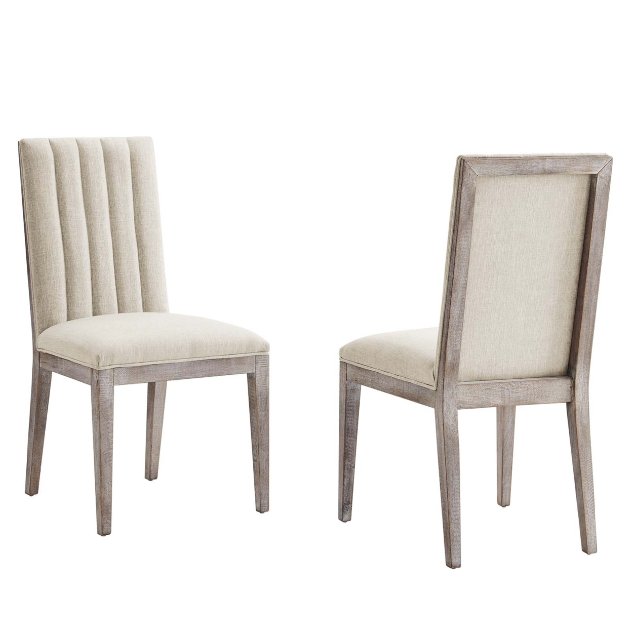 Maisonette French Vintage Tufted Fabric Dining Side Chairs Set Of 2, Beige