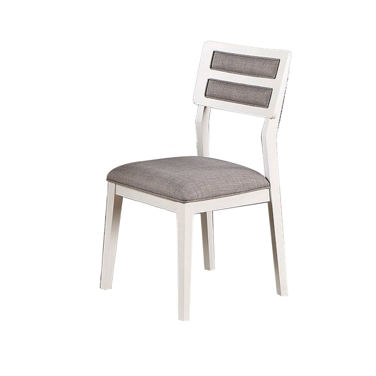 Kya 21 Inch 2 Tone Dining Chair, Ladder Back, Gray Seat, Set Of 2, White- Saltoro Sherpi
