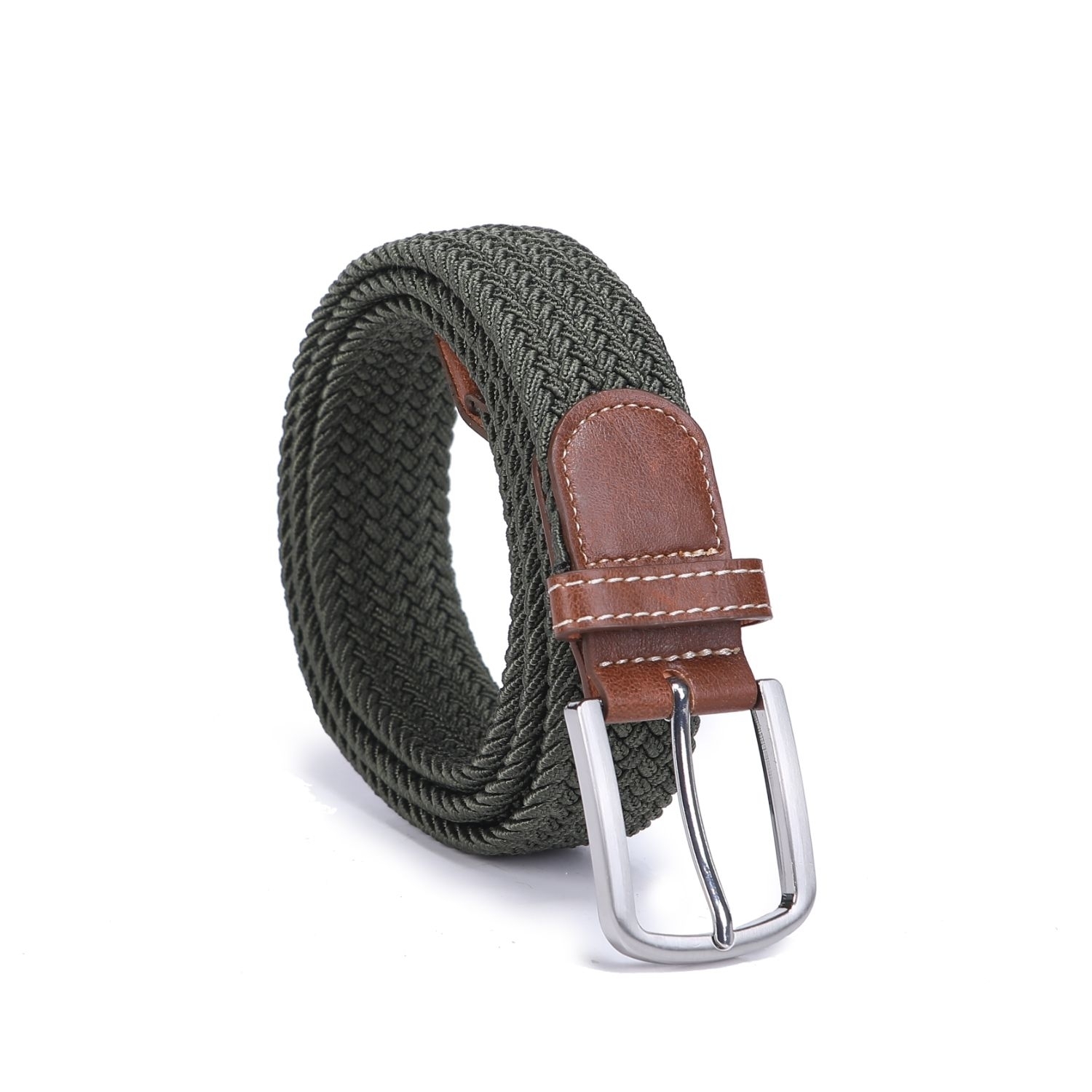 MKF Collection Elia & Elenis Woven Adjustable Belt By Mia K - Olive Elenis, Medium