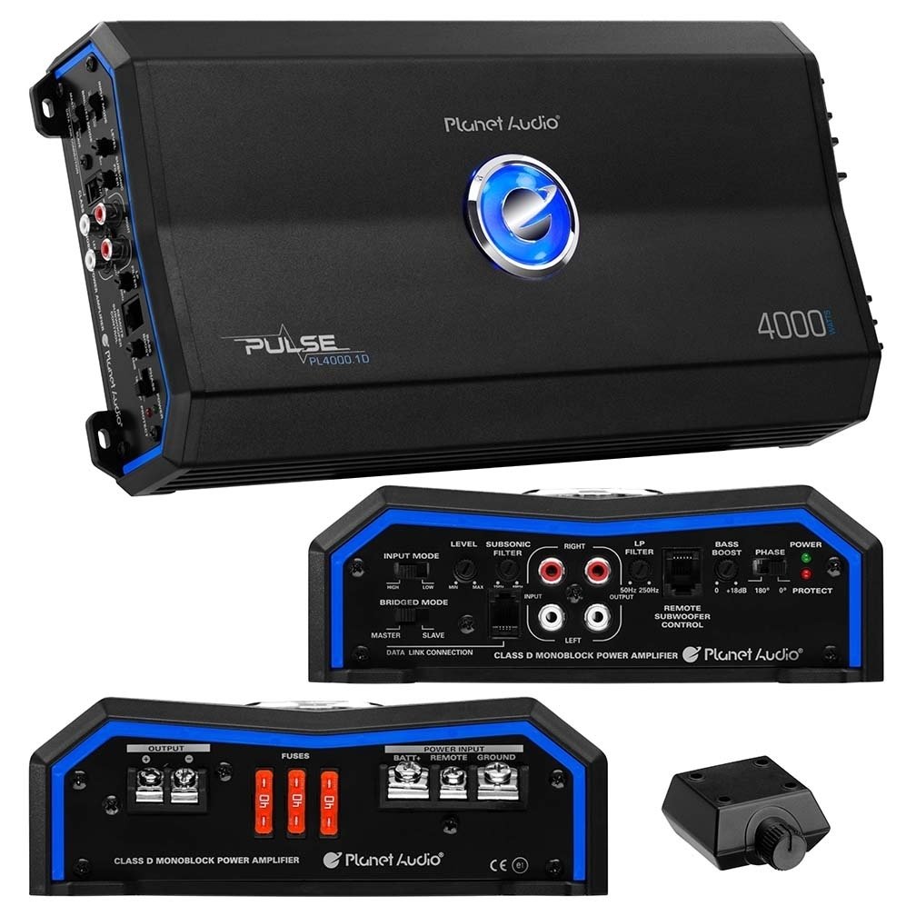 Planet Audio PL4000.1D 4000 Watt Class D Car Amplifier, 1 Ohm Stable, Mosfet