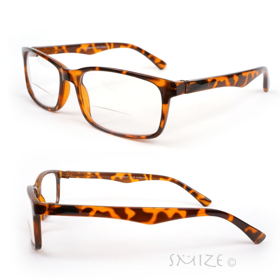 Bifocal Readers Classic Rectangle Frame Reading Glasses - Black, +1.25