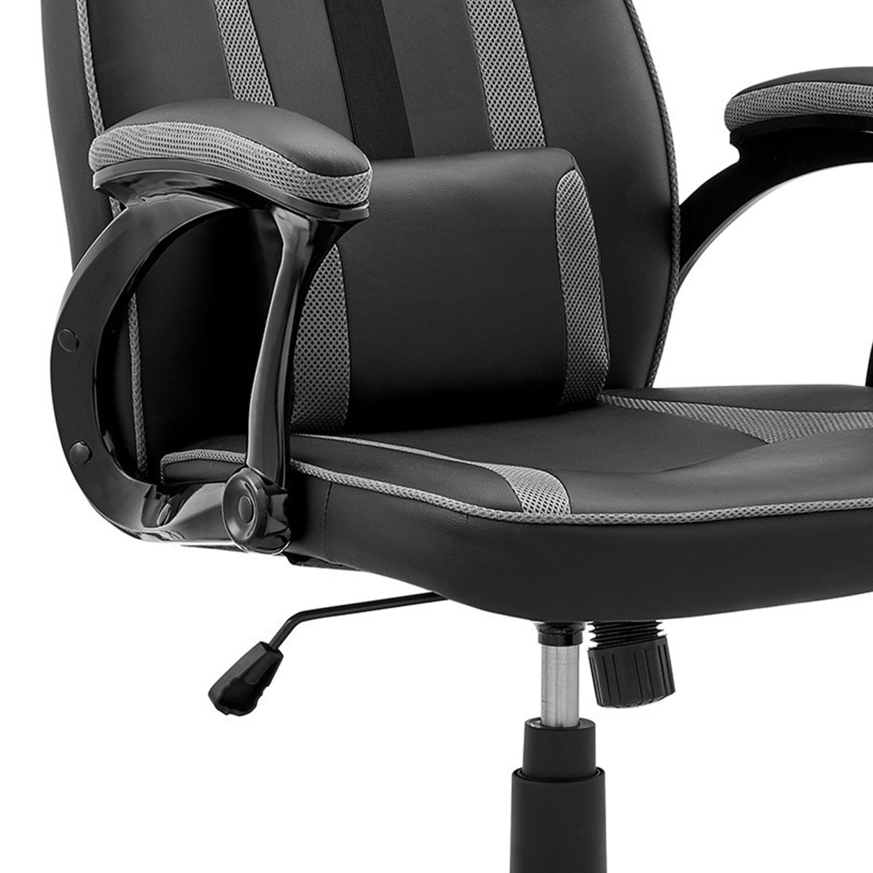 Gia 26 Inch Ergonomic Gaming Office Chair, Vegan Faux Leather, Black, Gray-Saltoro Sherpi