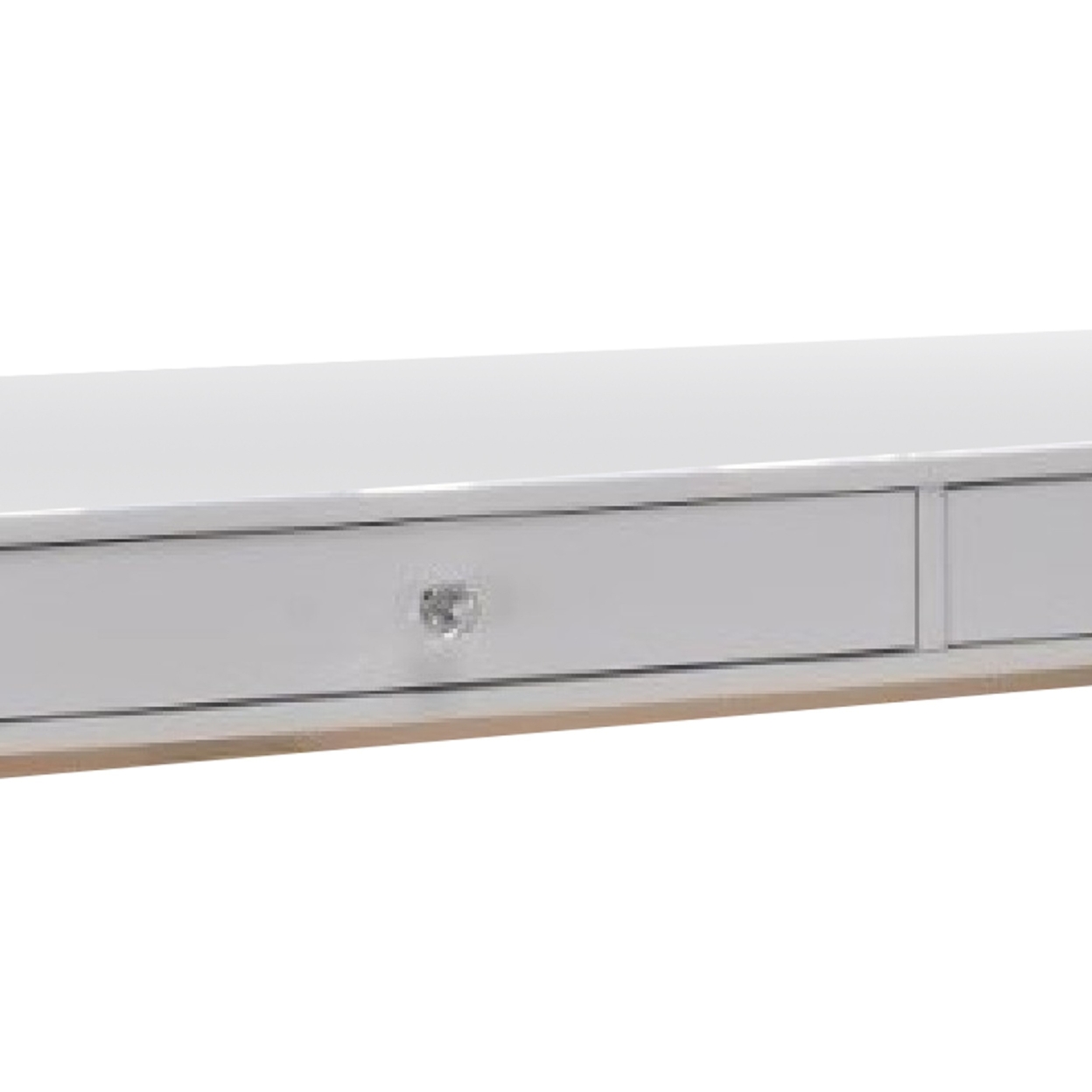 47 Inch Desk Console Table, 2 Drawers, Metal Frame, White, Gold- Saltoro Sherpi
