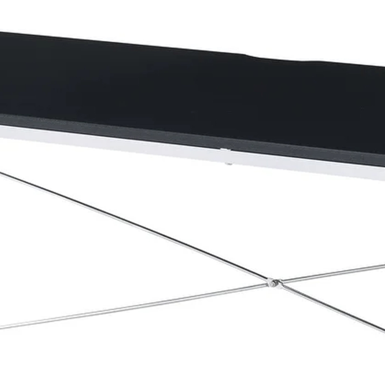Mayo 47 Inch Rectangular Desk Console Table, Crossed Bars, Black, Chrome