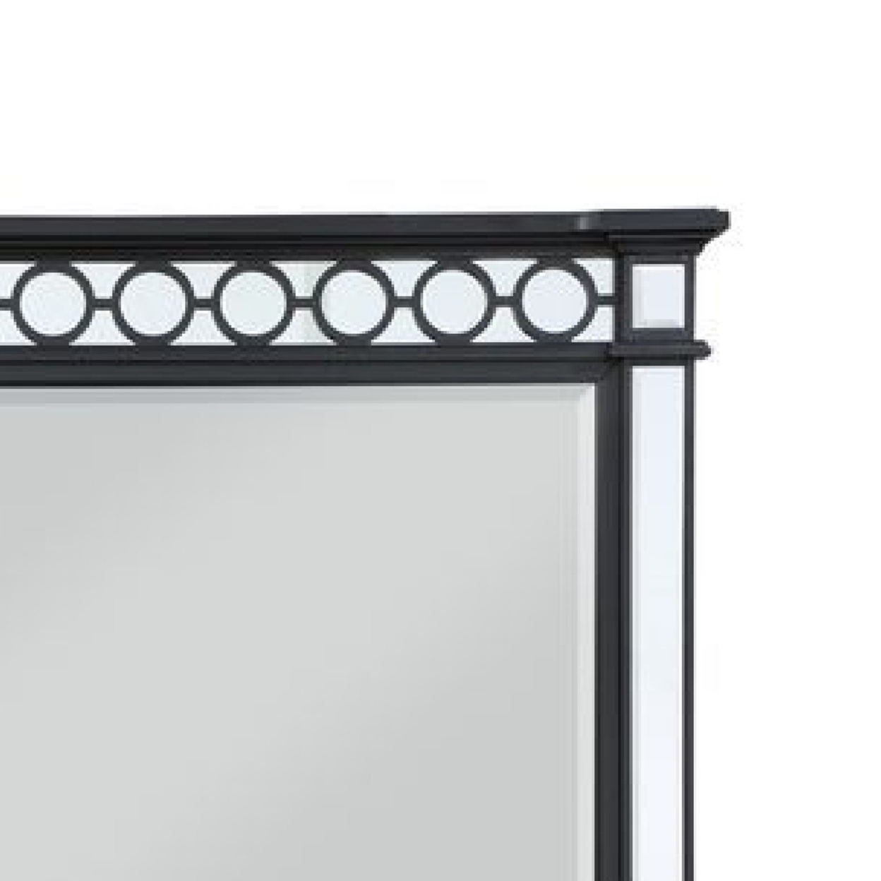 Koda 52 Inch Wall Mirror, Molded Trim, Circular Cut Out Design, Black- Saltoro Sherpi