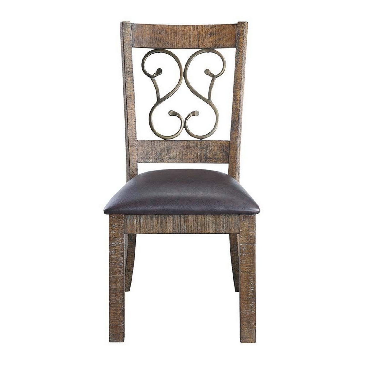 Eli Parson Style Dining Chair, Vegan Leather, Set Of 2, Tan Brown- Saltoro Sherpi