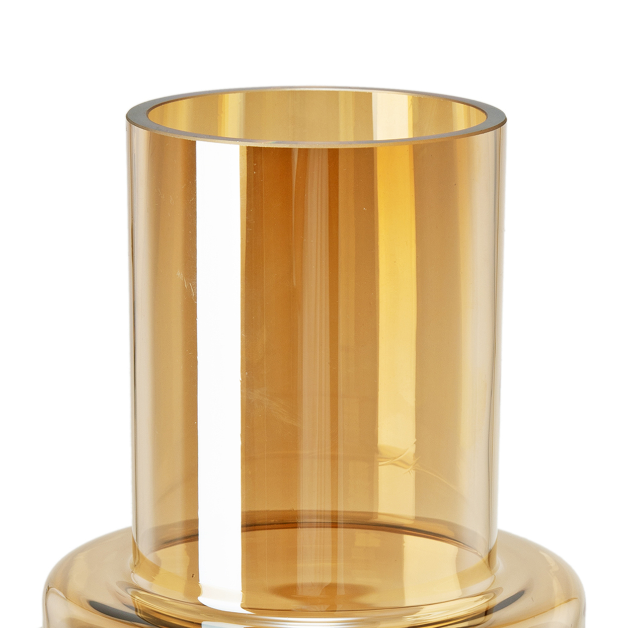 Alma 14 Inch Modern Vase, Geometric Design, Amber Luster Glass Frame- Saltoro Sherpi