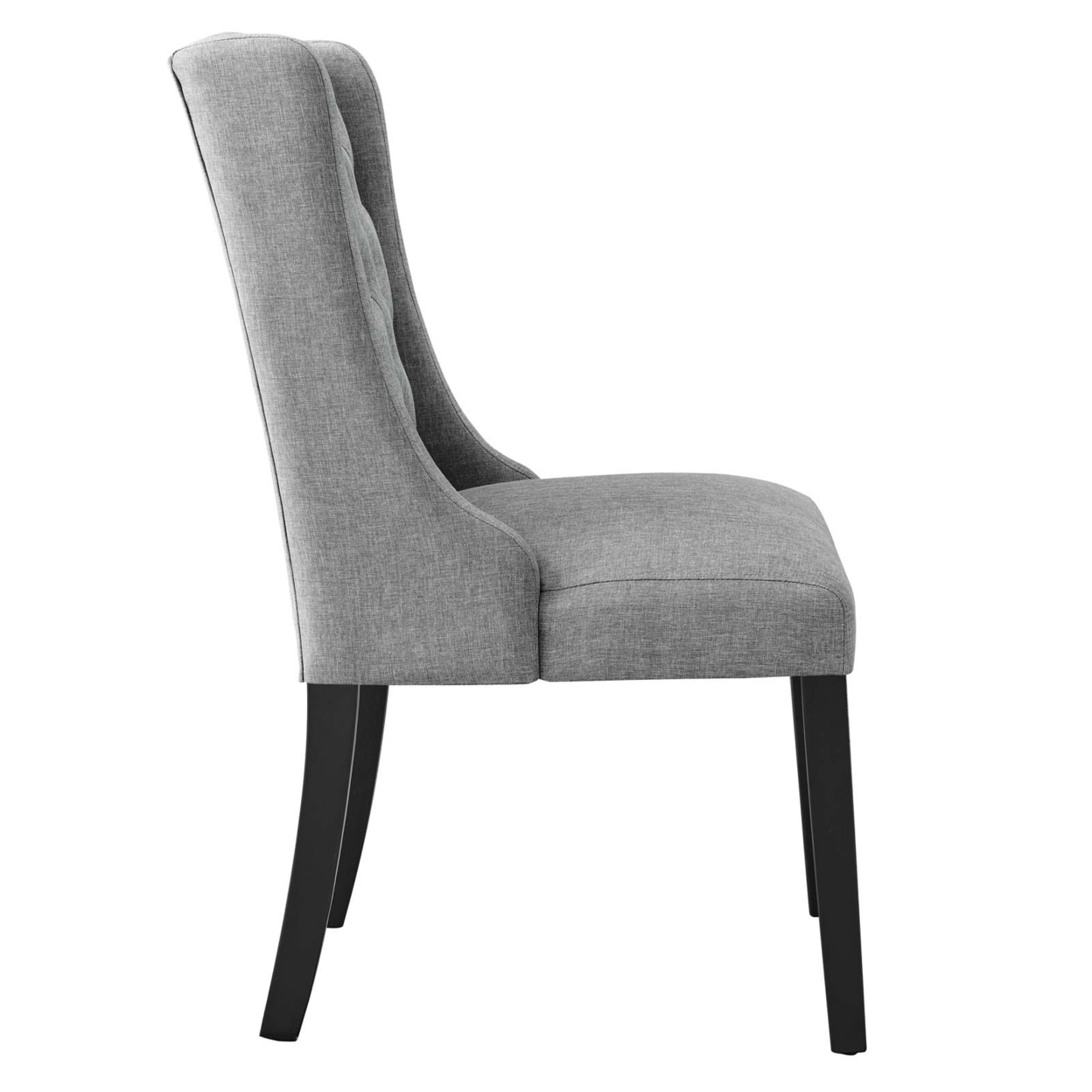 Baronet Button Tufted Fabric Dining Chair, Light Gray