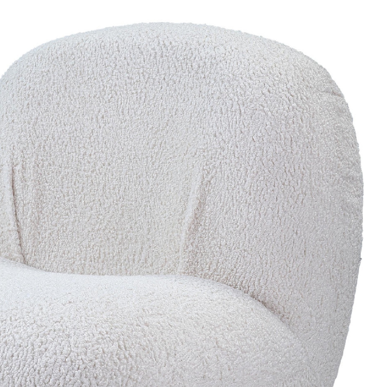 27 Inch Teddy Sherpa Fabric Curved Accent Chair, Swivel Function, White- Saltoro Sherpi
