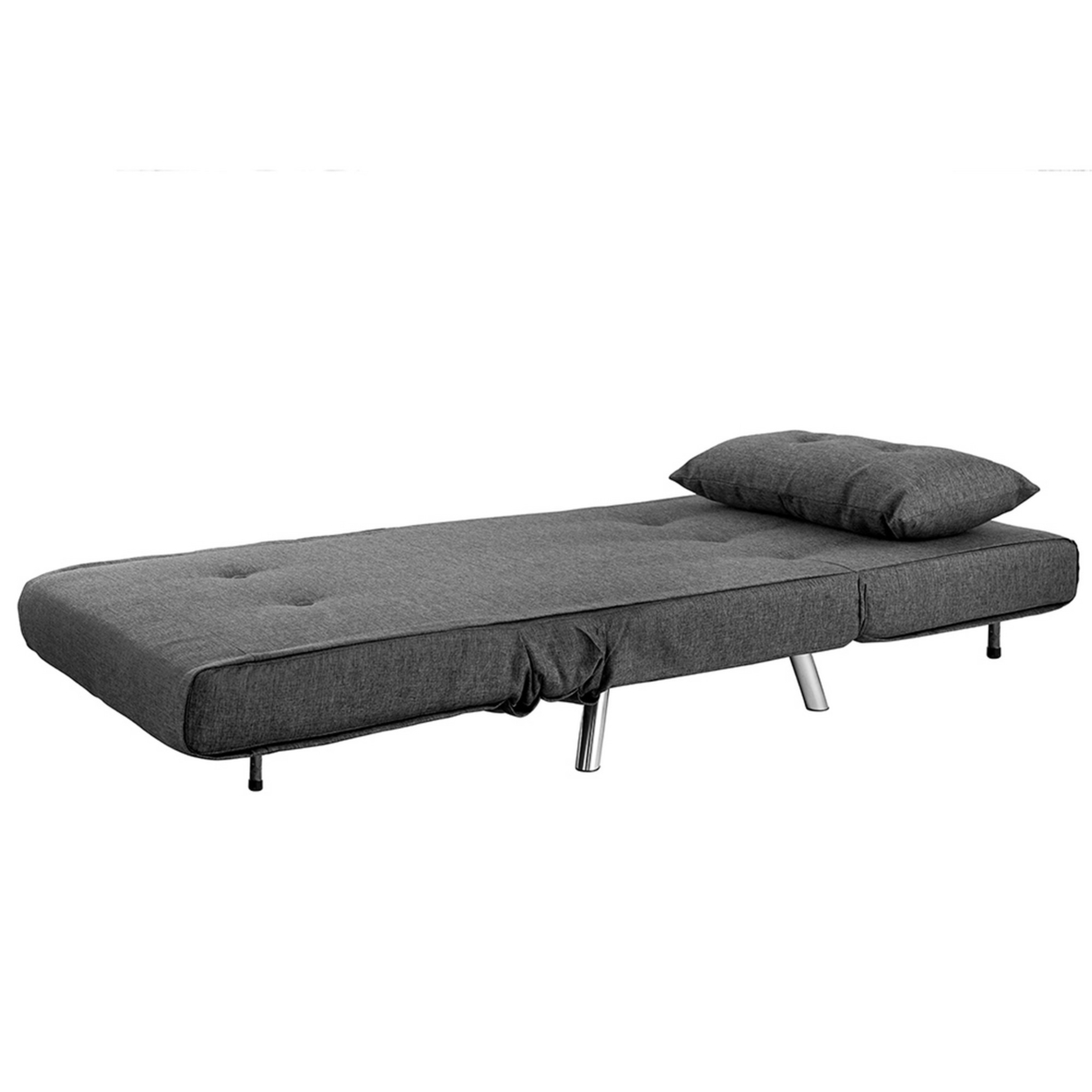 35 Inch Sofa Futon Bed, Convertible, Modern Velvet Lumbar Pillow, Gray- Saltoro Sherpi