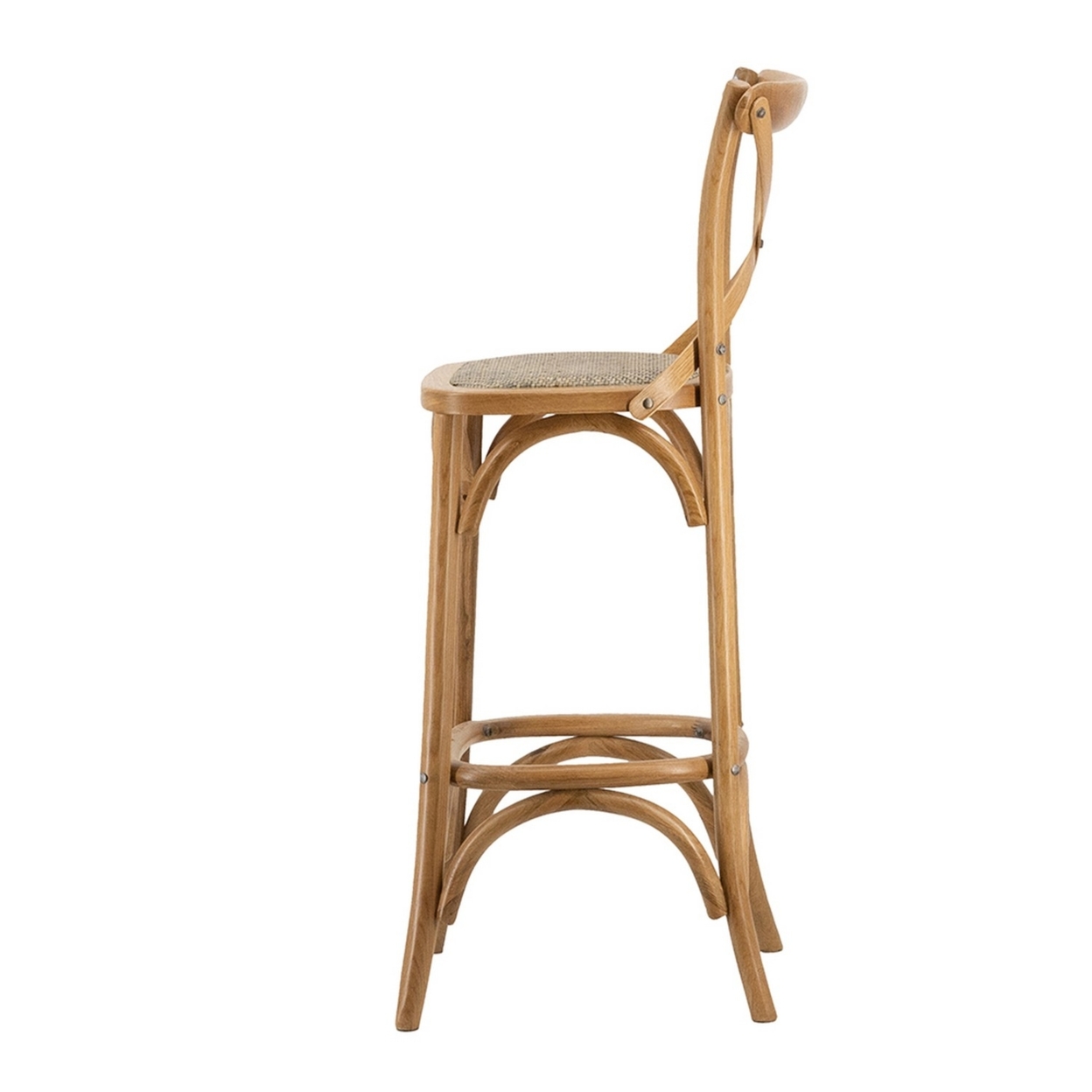 21 Inch Oak Wood Bar Chair, Square Backrest And Foam Seat, Beige, Brown- Saltoro Sherpi