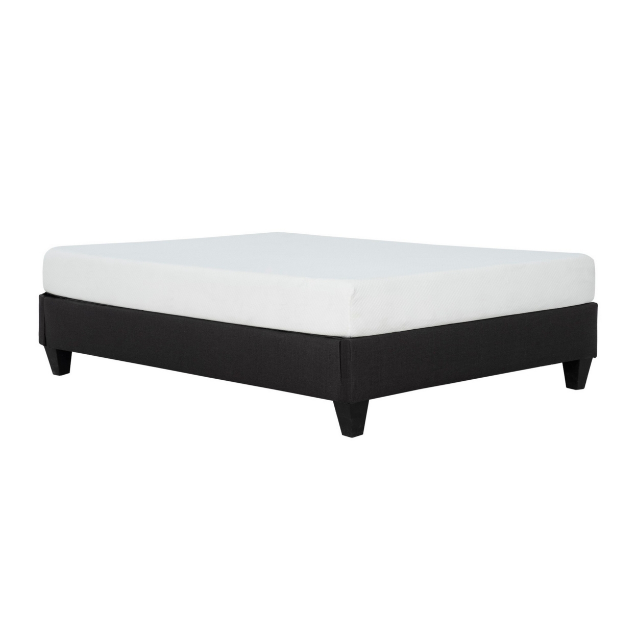 Cleo Full Size Bed Frame, Solid Wood, Soft Dark Gray Linen Upholstery- Saltoro Sherpi