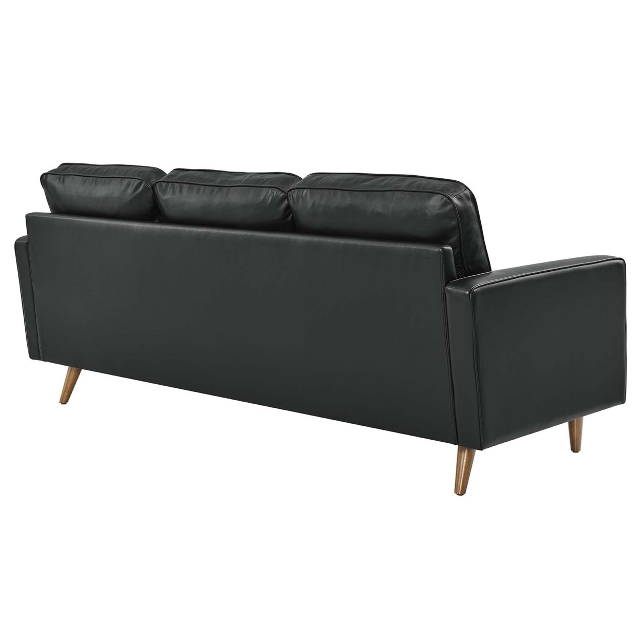 Valour 78 Leather Apartment Sectional Sofa, Black