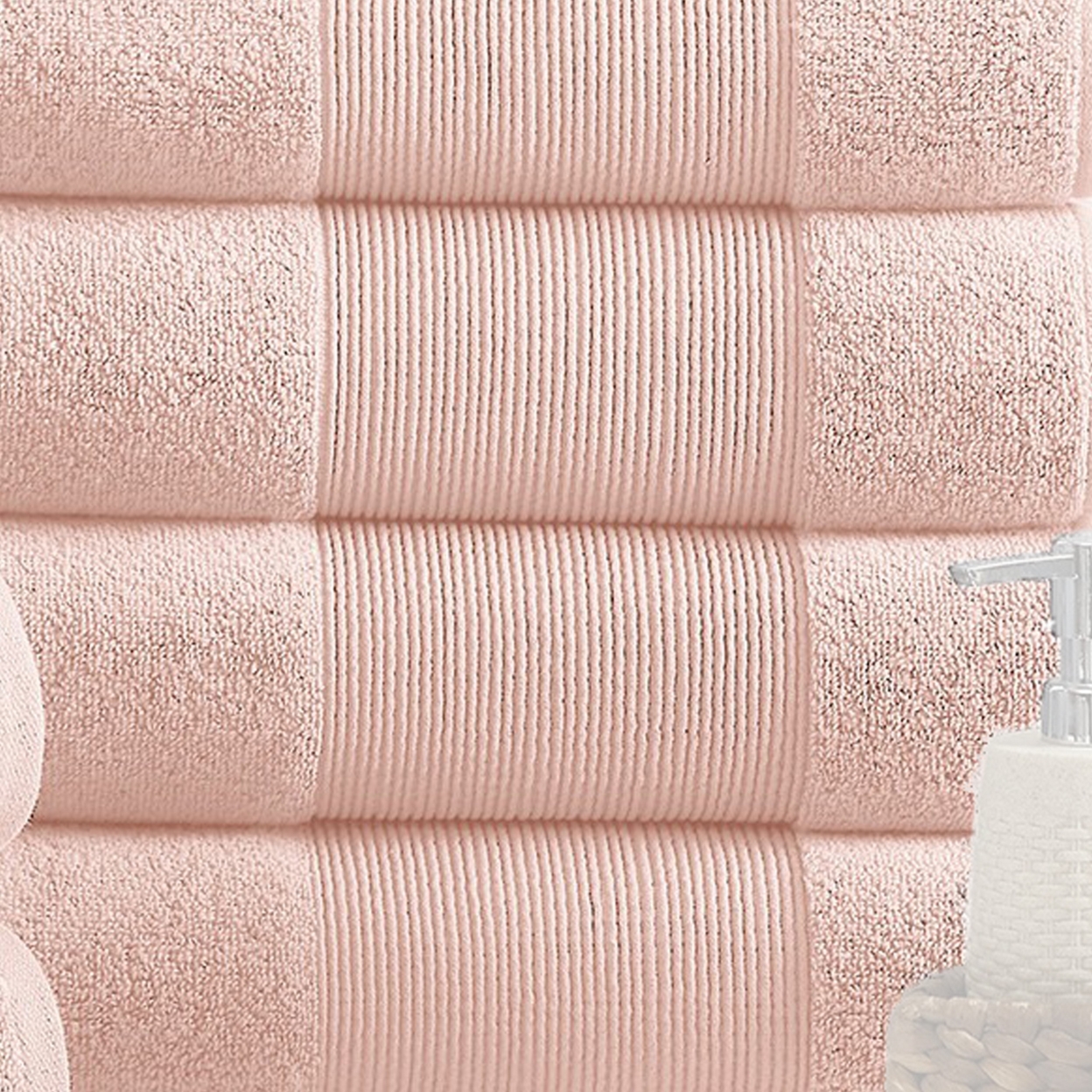 Lyra 18 Piece Ultra Soft Towel Set, Absorbent Textured Cotton, Blush Pink- Saltoro Sherpi