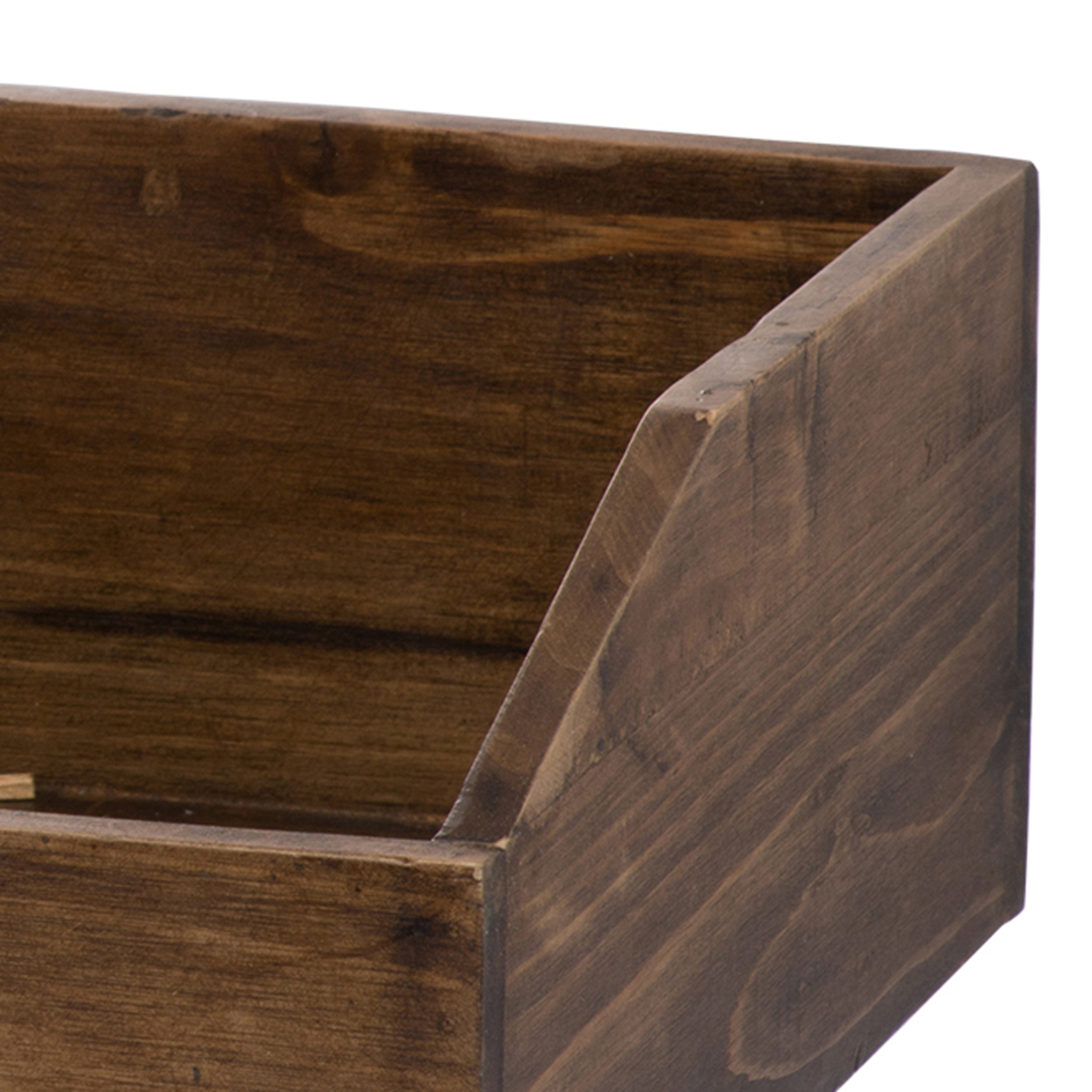 19, 13, 10 Inch Fir Wood Box, Set Of 4 With Metal Handles, Antique Brown- Saltoro Sherpi