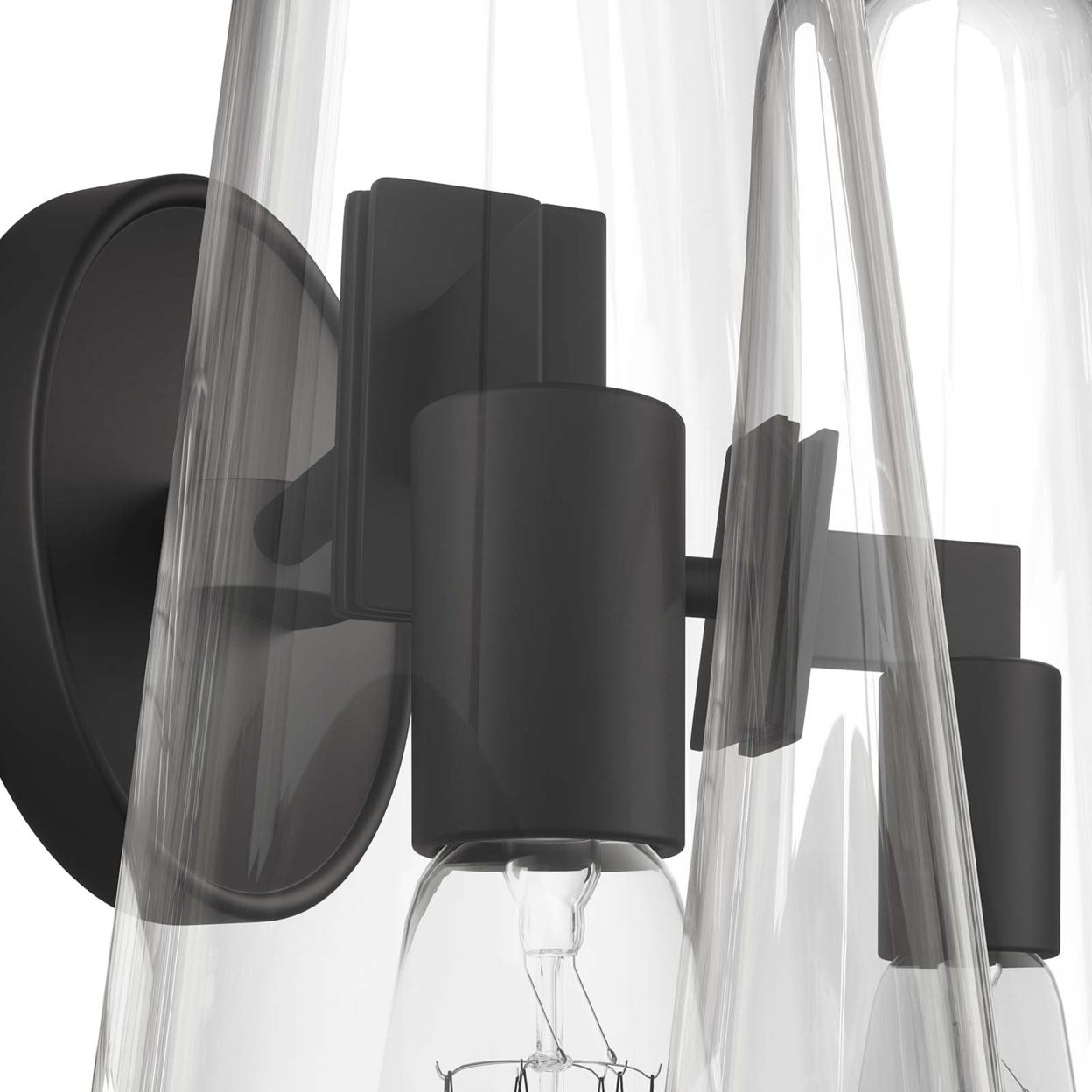 Beacon 2-Light Wall Sconce, Clear Black
