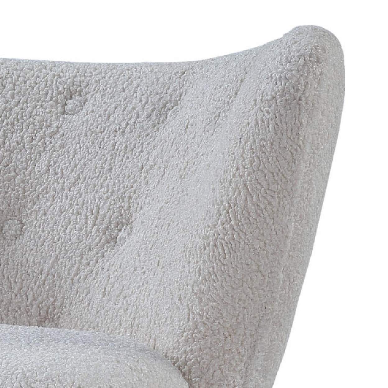 34 Inch Modern Tufted Wingback Accent Chair, Teddy Sherpa Fabric, White- Saltoro Sherpi