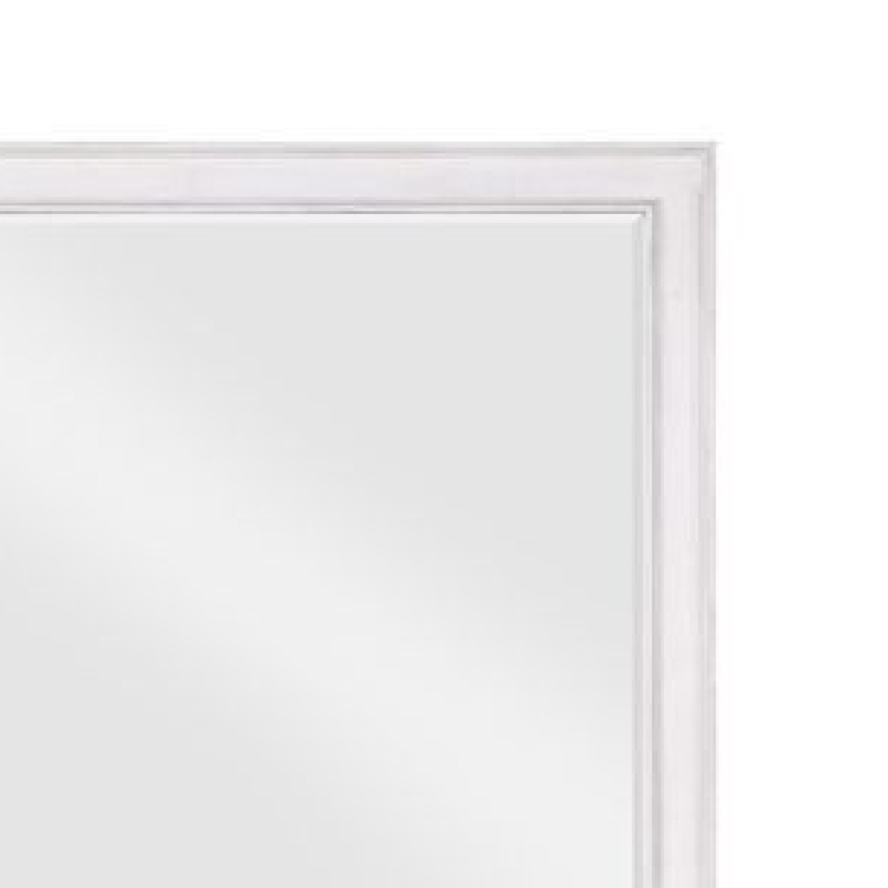 42 Inch Wall Mirror, Molded Sleek Wood Frame, White