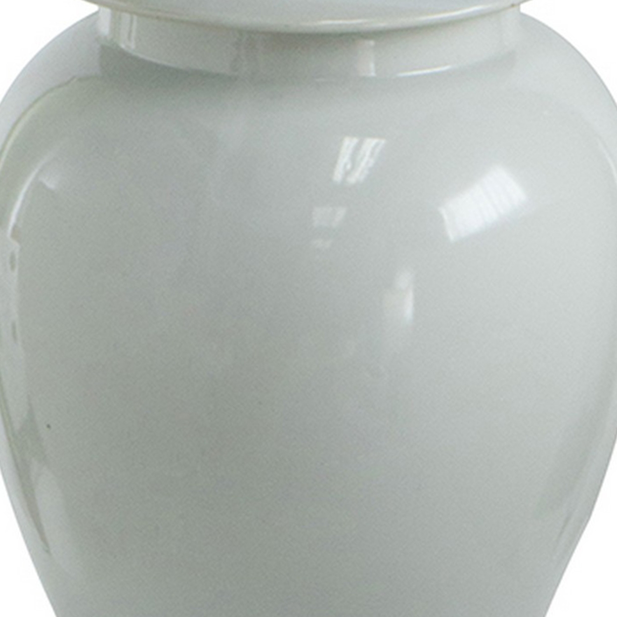 Deva 20 Inch Medium Porcelain Ginger Jar, Classic White Glossy Finish- Saltoro Sherpi