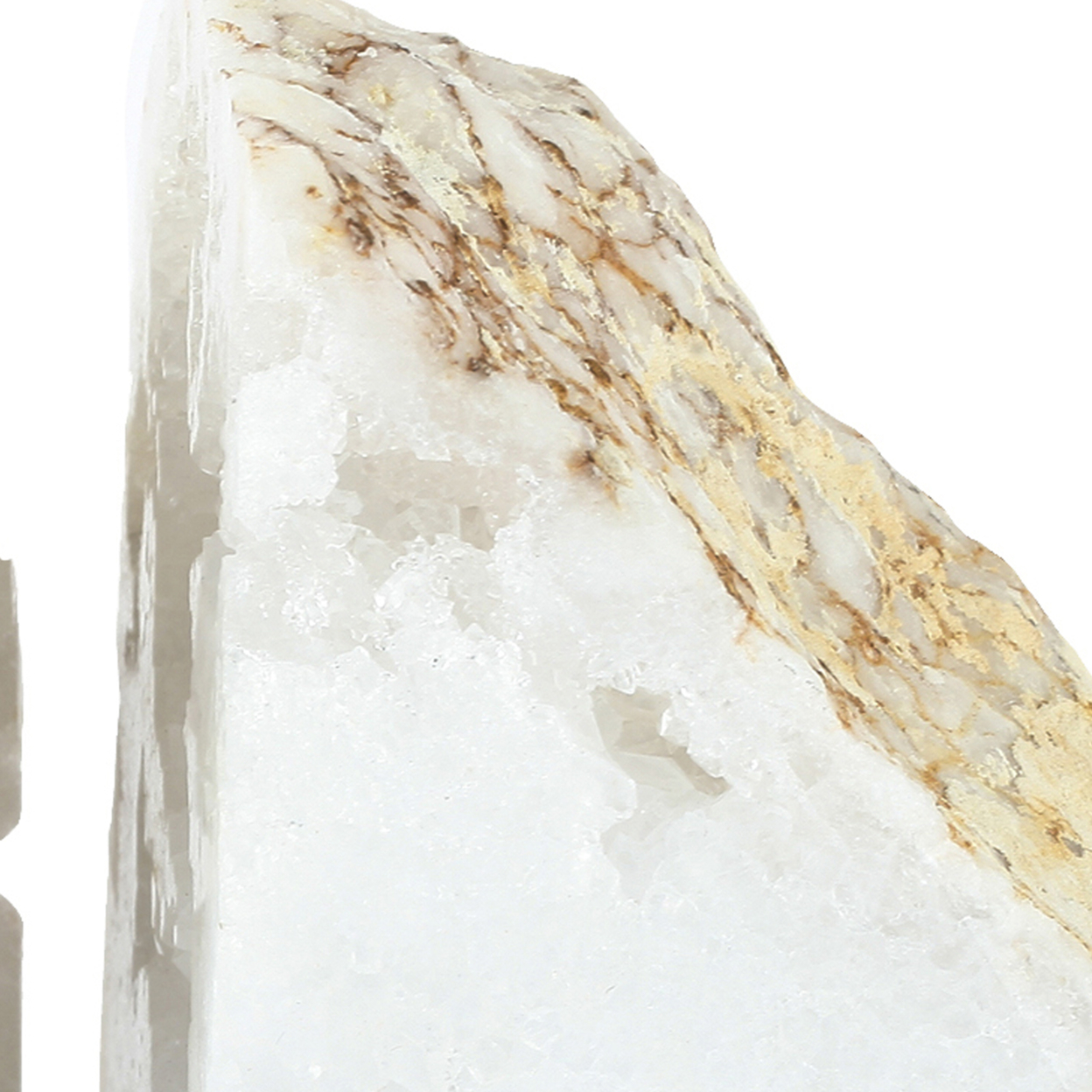 5 Inch Natural White Stone Bookends, Artisanal Textured Geode Rock- Saltoro Sherpi