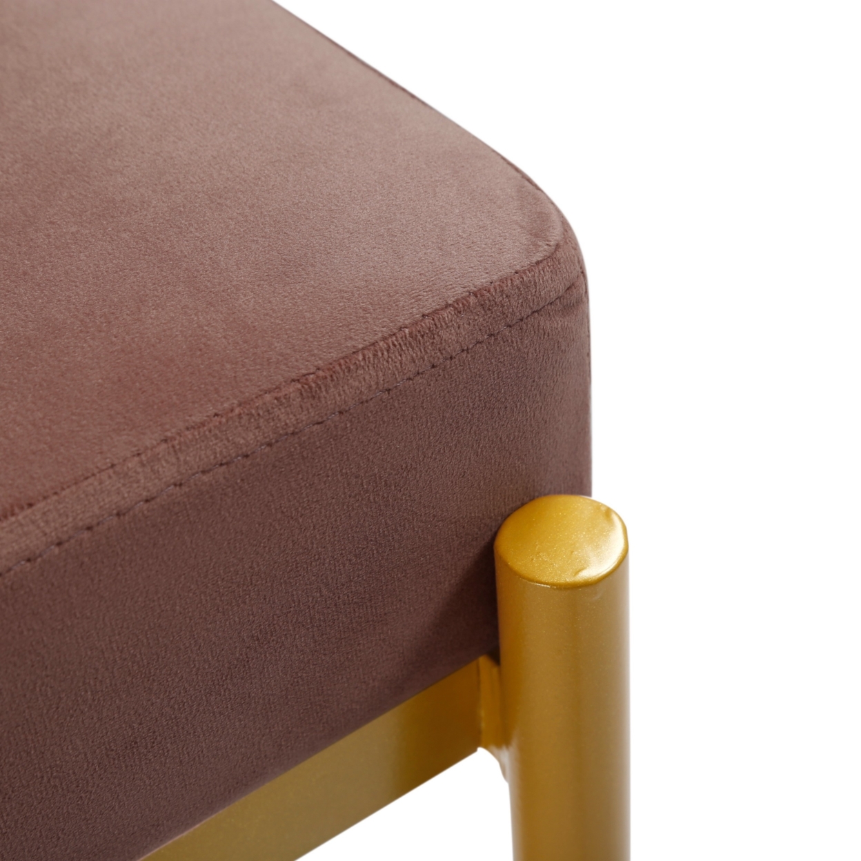 Lola 55 Inch Modern Foyer Bench, Dark Rose Velvet Seat And Gold Metal Frame- Saltoro Sherpi