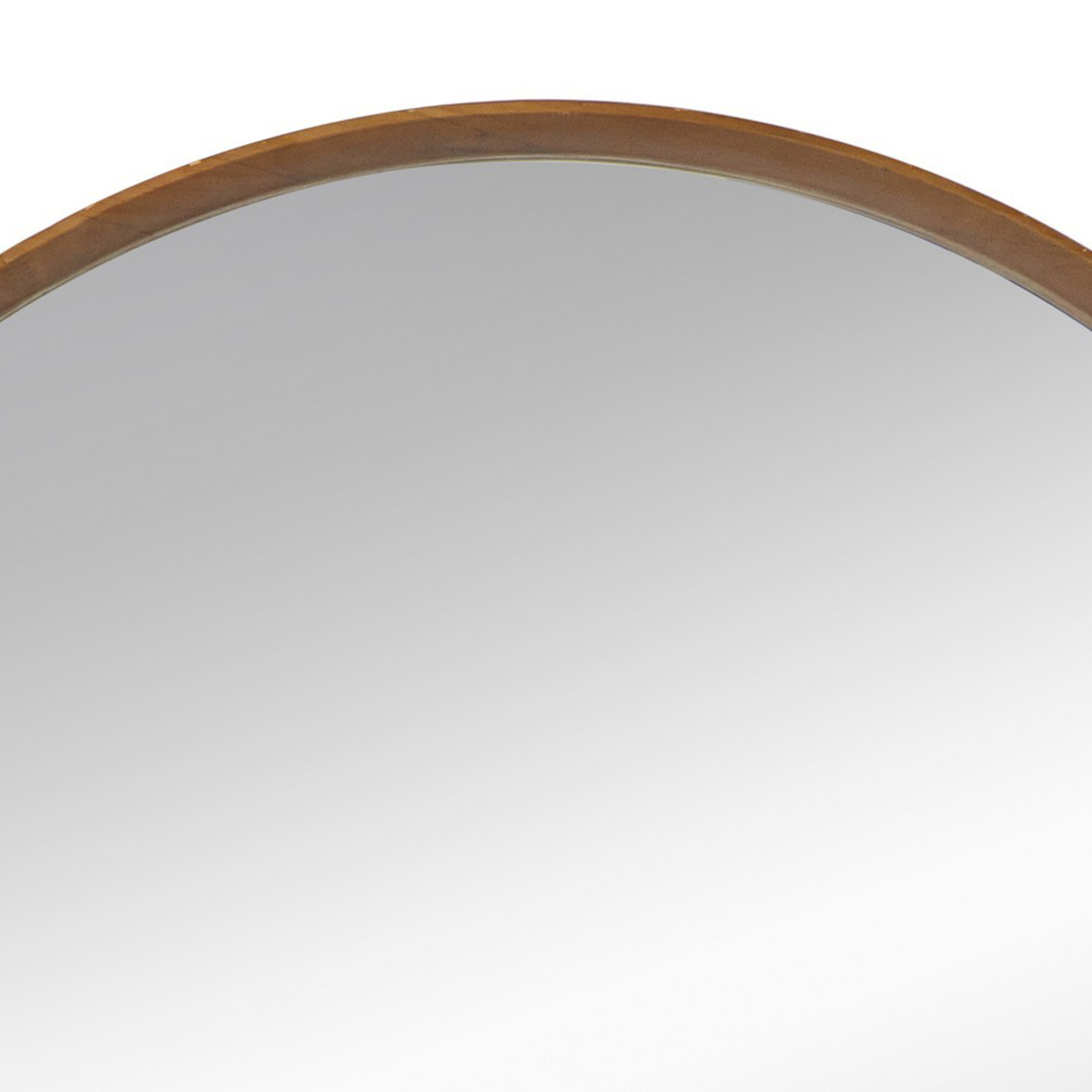 Roe 40 Inch Round Accent Mirror, Brown Pine Wood Frame, Wall Hung- Saltoro Sherpi