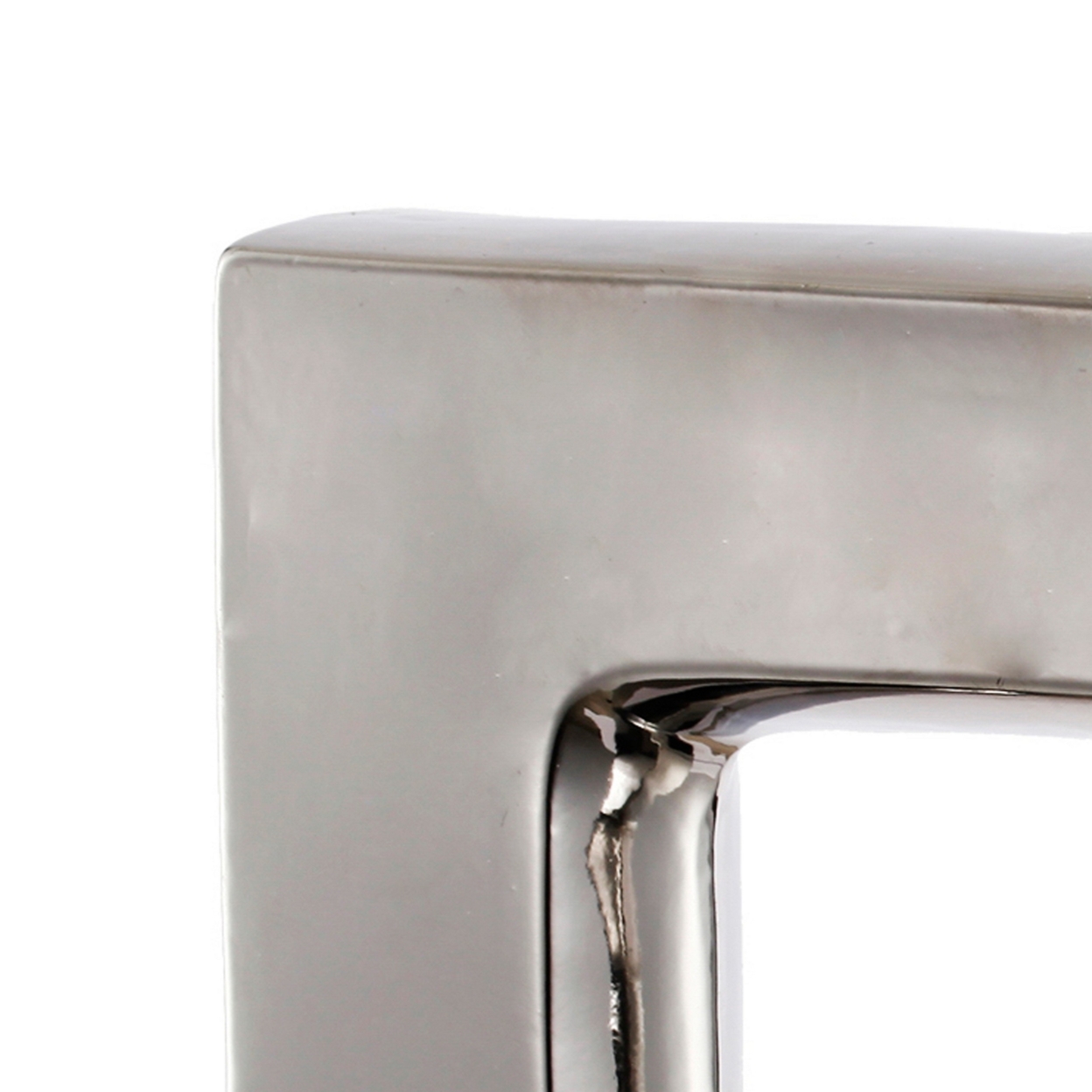 16 Inch Modern Vase, Artisanal Keyhole Design, Metallic Silver Stoneware- Saltoro Sherpi