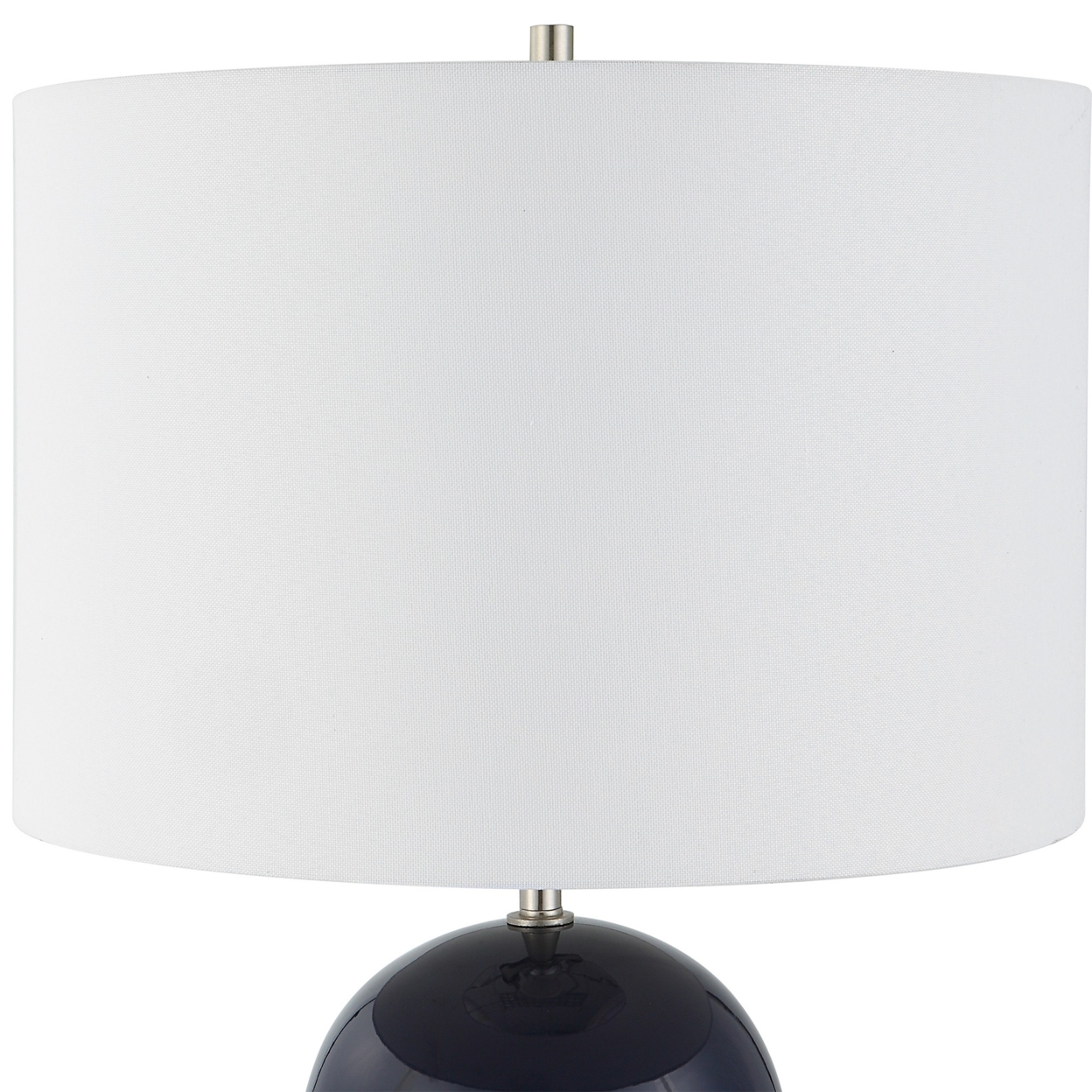 27 Inch Coastal Table Lamp With Hardback Linen Shade, Ceramic, Navy Blue- Saltoro Sherpi