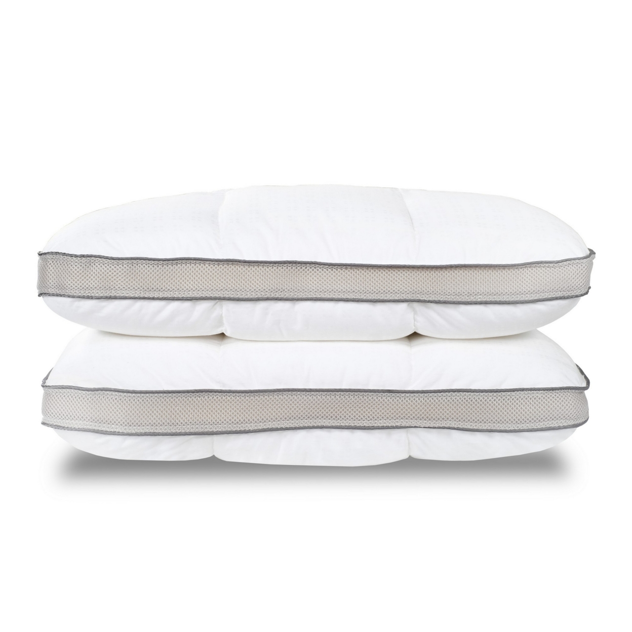 17 X 25 Ultra Soft Memory Foam Pillow With 3D Spacer Outline, White, Gray- Saltoro Sherpi