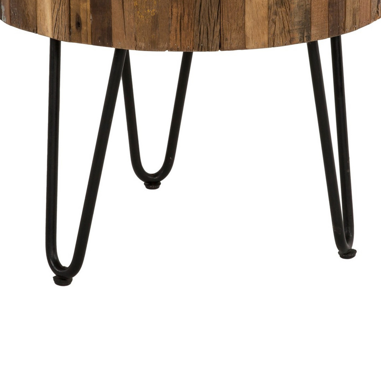 Zoro 22 Inch End Table, Reclaimed Wood, Hairpin Legs, Brown And Black- Saltoro Sherpi