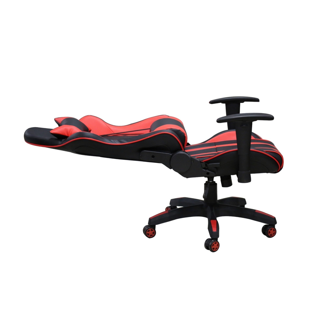 22 Inch Office Gaming Chair, Red, Black Faux Leather With Back Pillows- Saltoro Sherpi